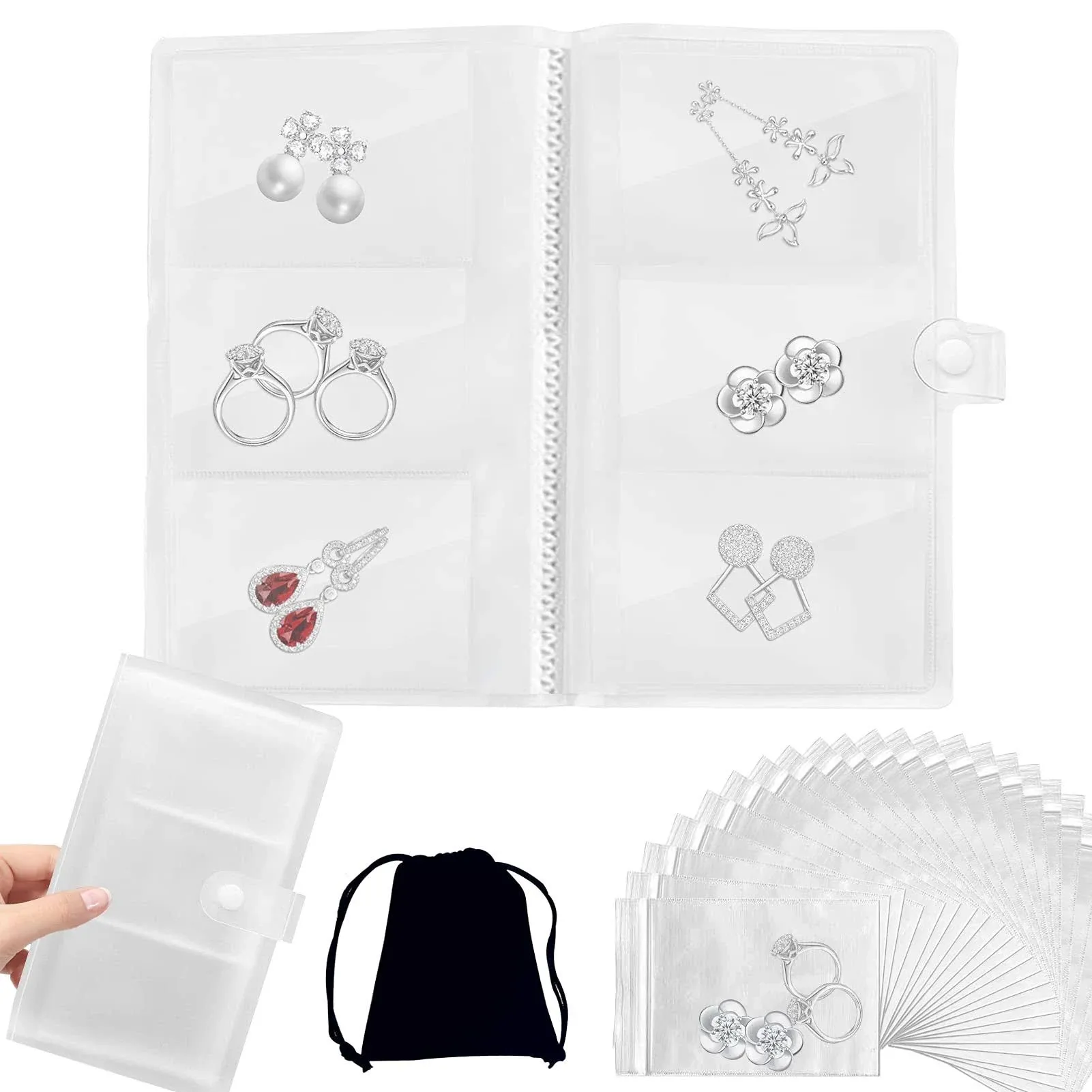 Clear Jewelry Storage Book Portable Jewelry Album for Necklace Bracelet Rings