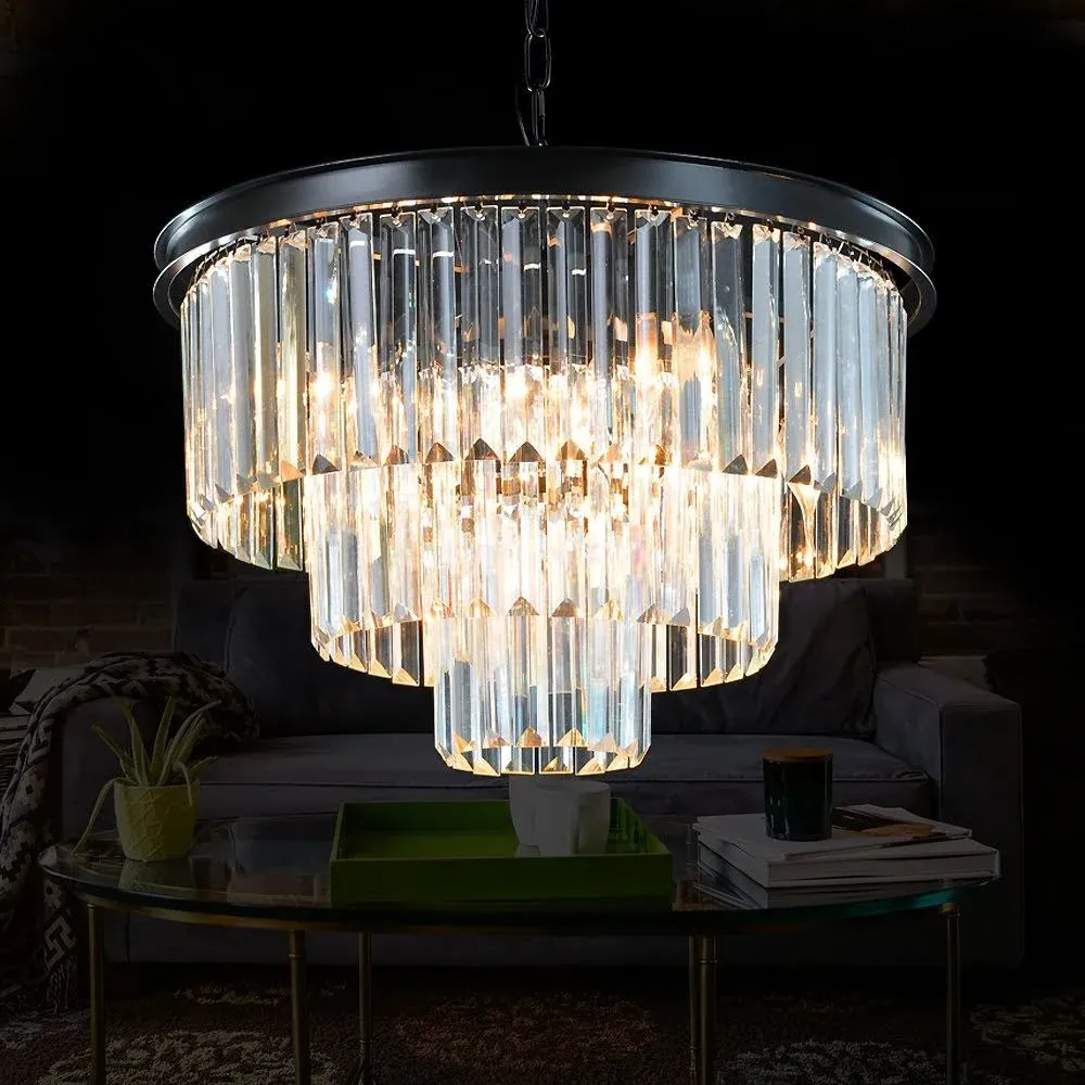 MEELIGHTING 8 Lights Modern Contemporary Crystal Chandeliers Lights Pendant C...