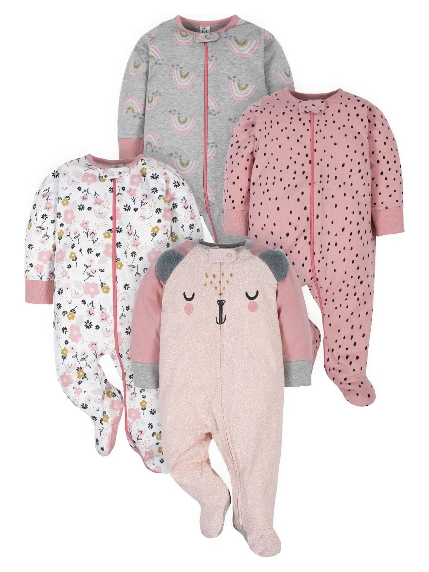 Gerber Baby Girls' 4 Pack Sleep 'N Play Footie