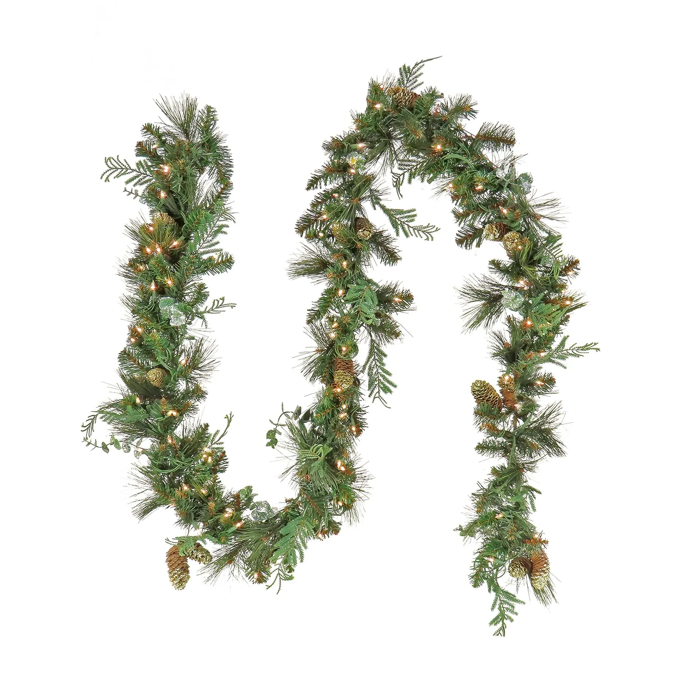 National Tree Company First Traditions 9-ft. Pre-Lit Christmas North Conway Artificial Garland with Pinecones, Blue