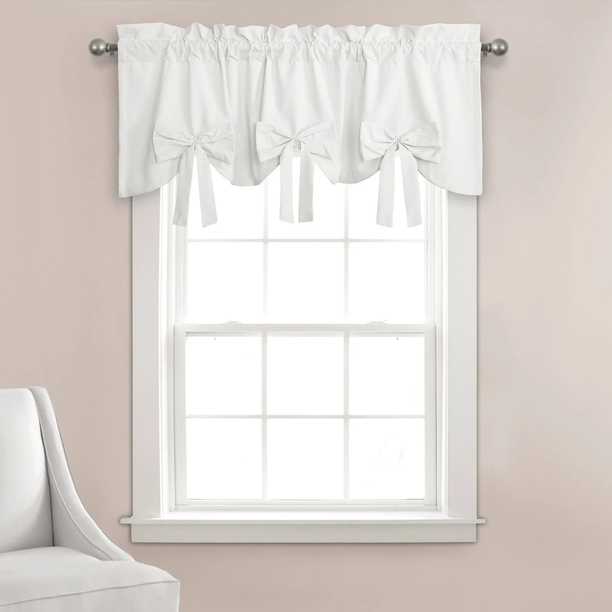 Lush Decor Melody Bow Valance Light Gray