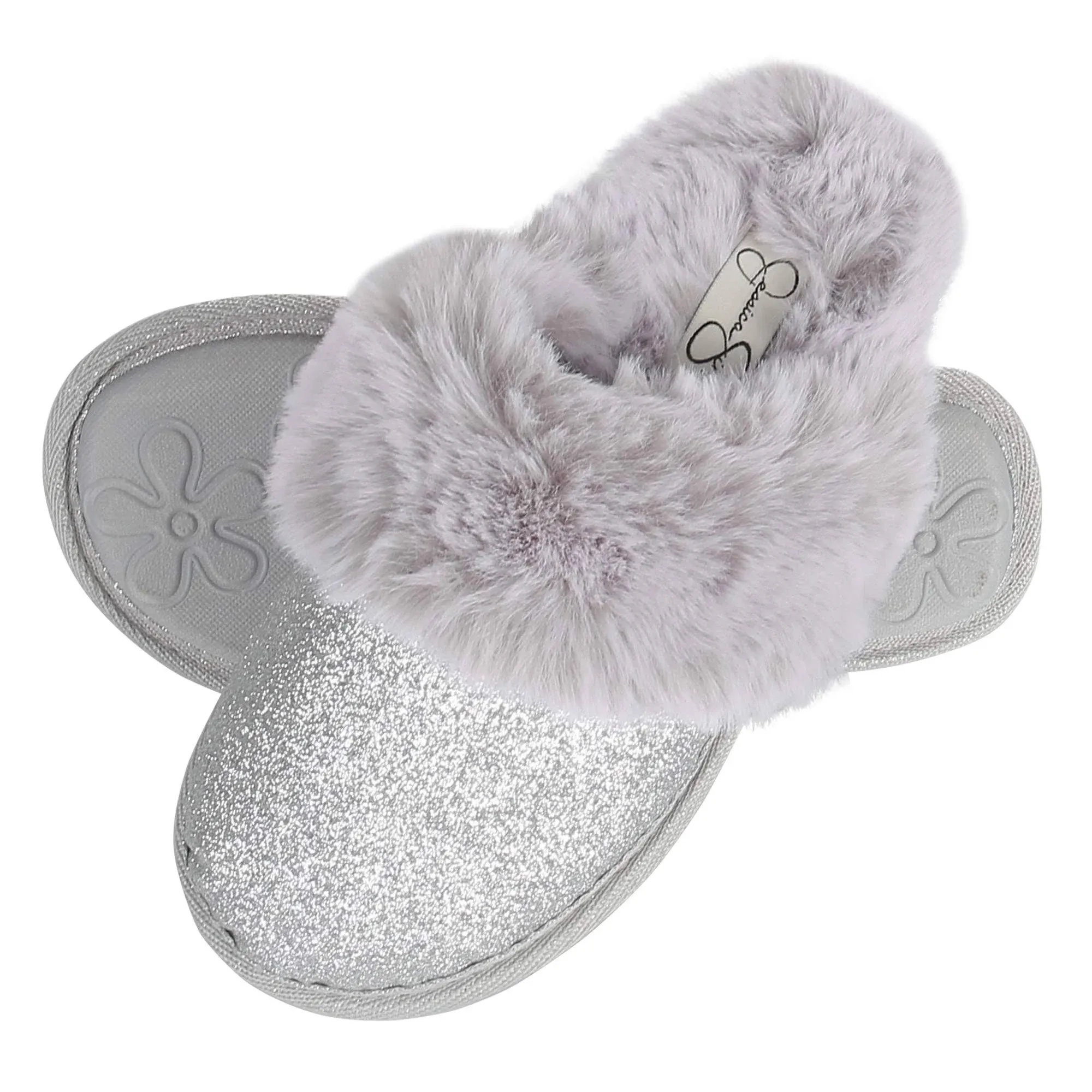 Jessica Simpson Girls Plush Slip on House Slippers With Memory Foam