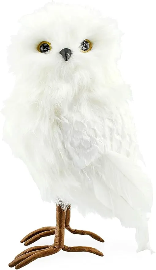 Decorae Fake Stuffed Owl Figure, 10.5-Inch Tall Bird for Craft, Halloween Prop or Christmas Tree Topper Use