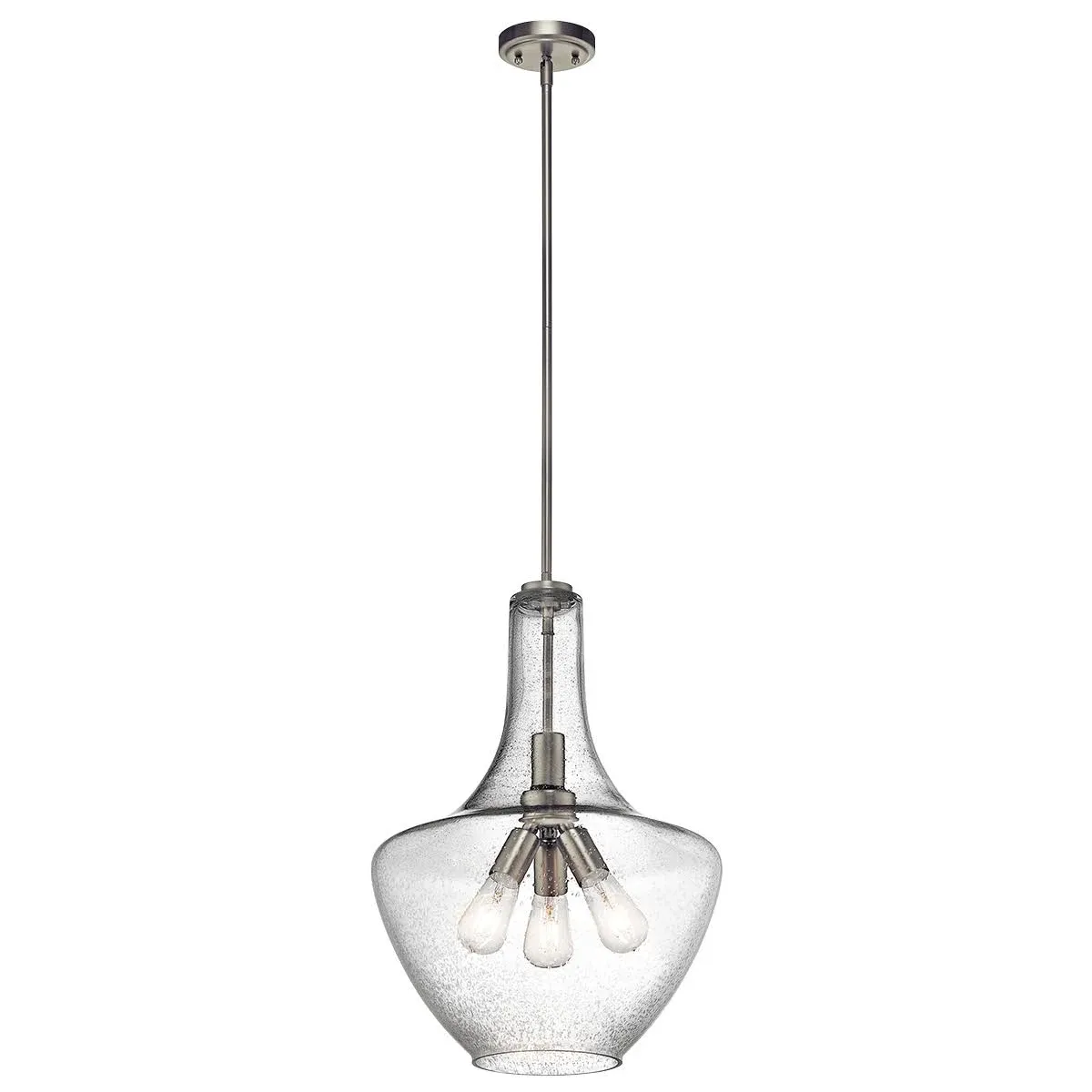 KICHLER Everly 22.75" 3 Light Bell Pendant Clear Seeded Glass Brushed Nickel