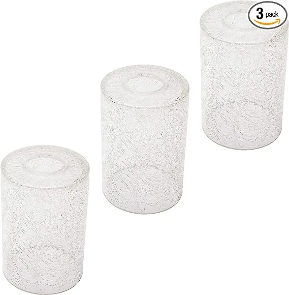 Crack Finish Glass Lamp Shade, 3 Pack LEDupdates Clear Crackle Finish Cylinder for Light Fixture Shade Replacement 1" 5/8 fitter