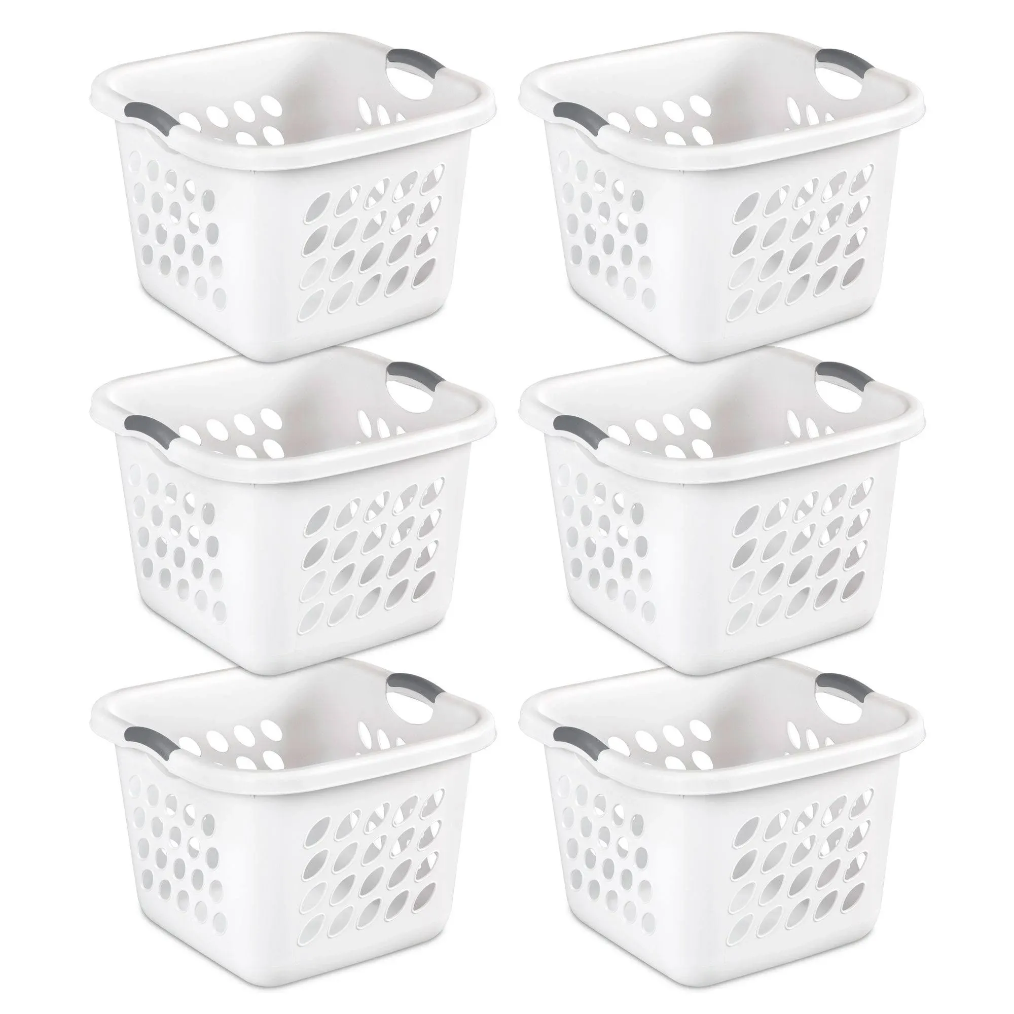 Sterilite Ultra 14 Gal Square Plastic Laundry Basket w/Gripped Handles, (6 Pack)