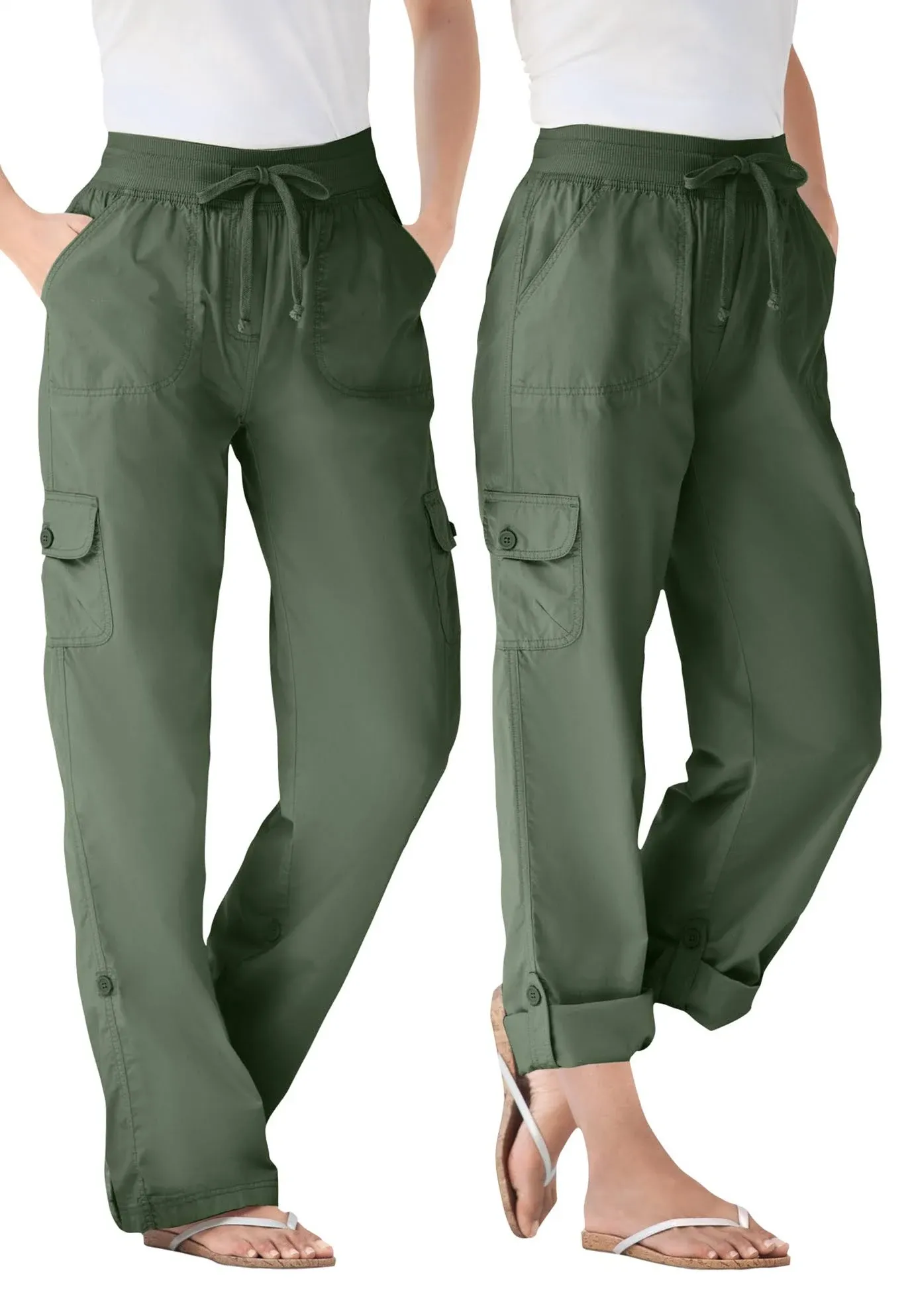 Plus Size Women's Convertible Length Cargo Pant by Woman Within in Olive Green ...