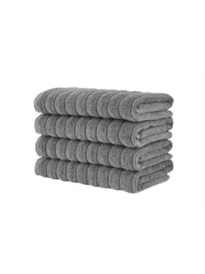 Classic Turkish Towels Genuine Cotton Soft Absorbent Brampton Hand Towels 4 Piece Set, Grey