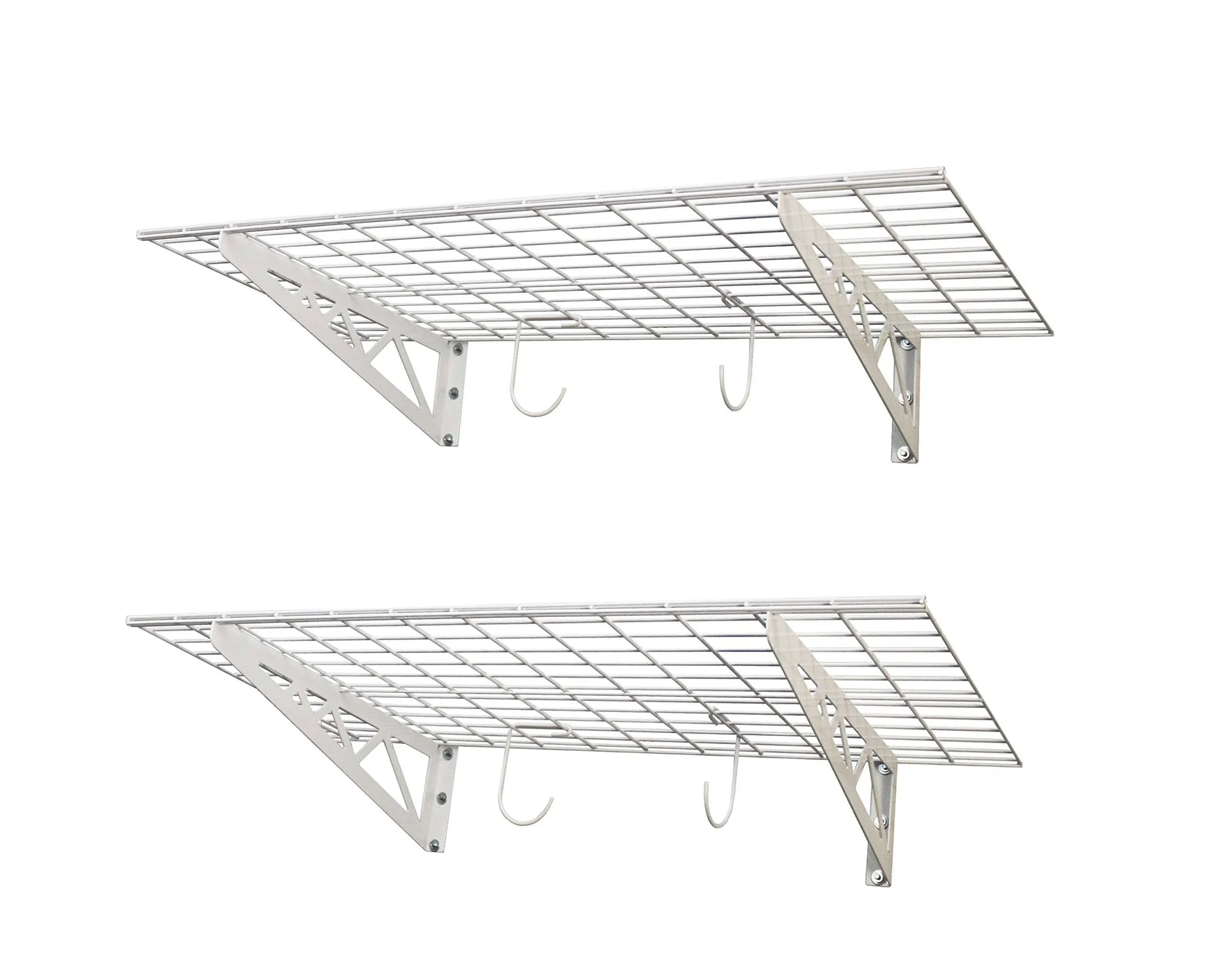 MonsterRax Garage Wall Shelf Two-Pack White or Hammertone Three Si