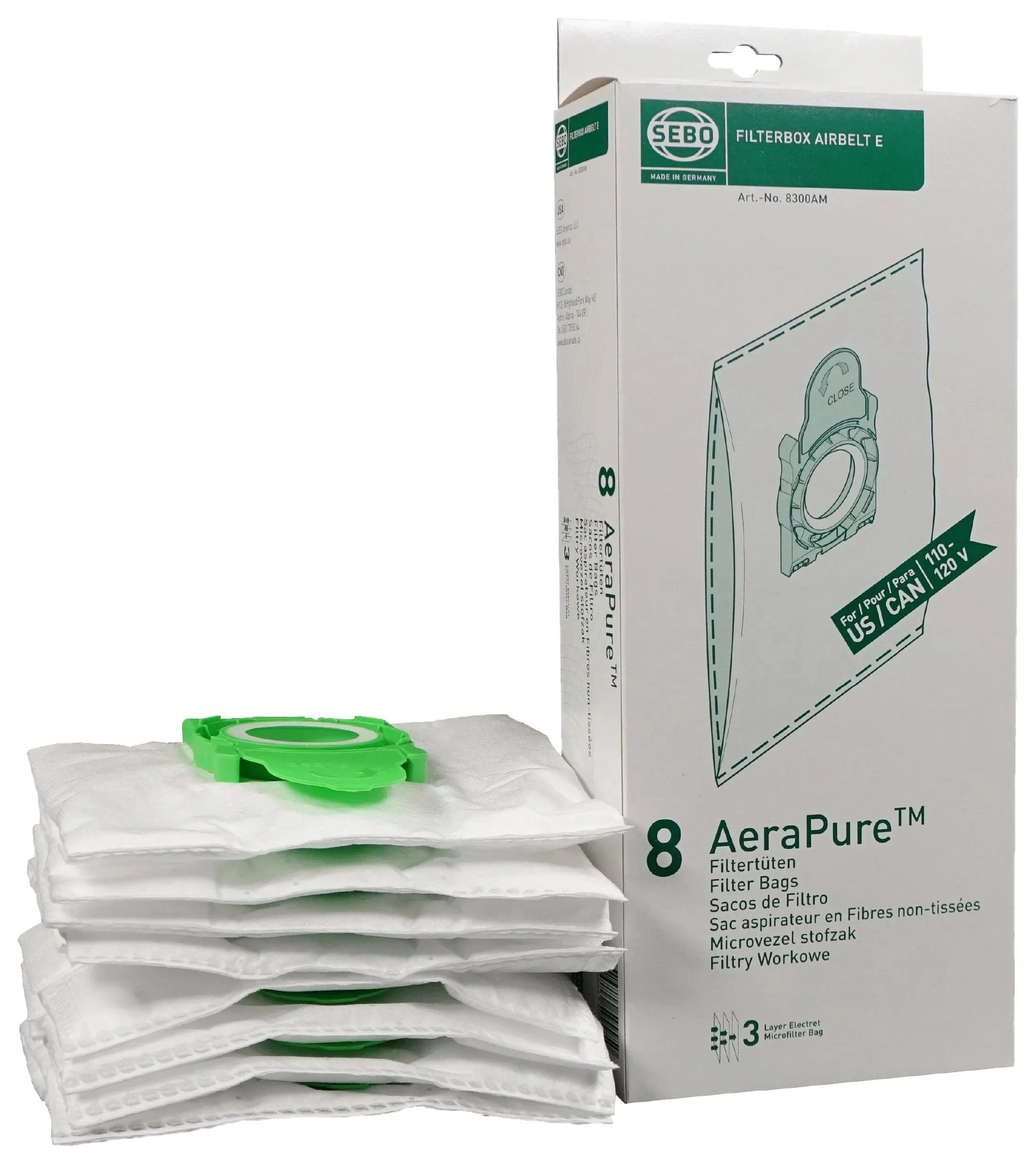 Sebo Airbelt E Ultra Bags - 8 Pack 8300AM