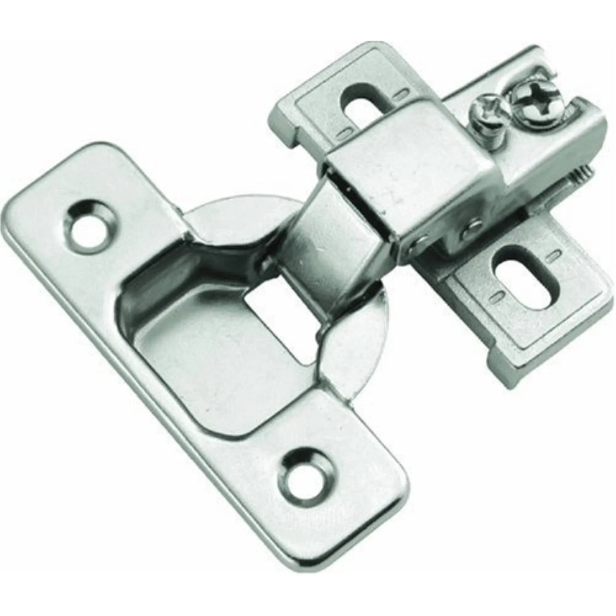 Hickory Hardware P5124-14 Euro Cabinet Concealed Hinge - Self Closing Feature Easy Installation Hinge - 1/2 Inch Overlay Face Frame Design with 105° Opening - Polished Nickel Finish 1 Set of Pair