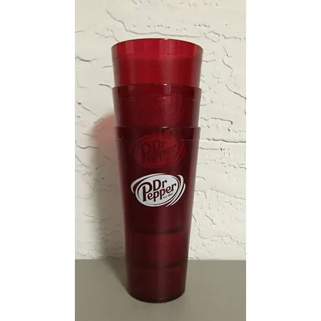 New (3) Dr. Pepper Restaurant Red Plastic Tumblers Cups 24 oz Carlisle