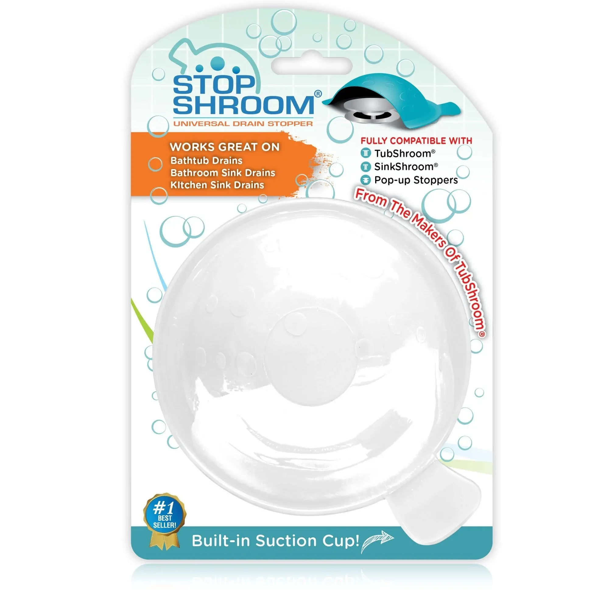 Stopshroom Universal Drain Stopper In White