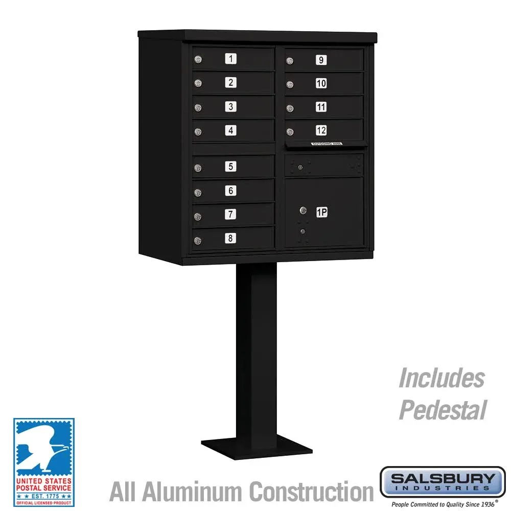 Salsbury Industries 3312BLK Cluster Box Unit, 12 Doors, Black