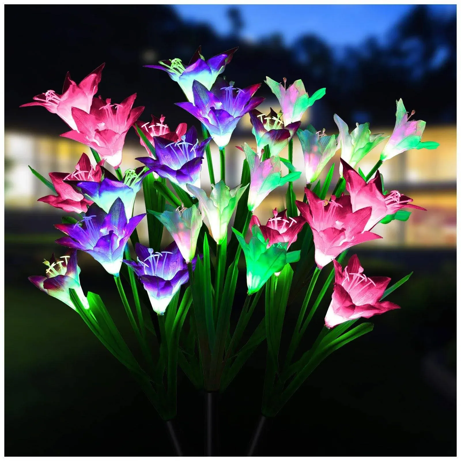 Solar Lights Outdoor Garden Decorative Flowers 6 Pack, WdtPro Waterproof Solar ...