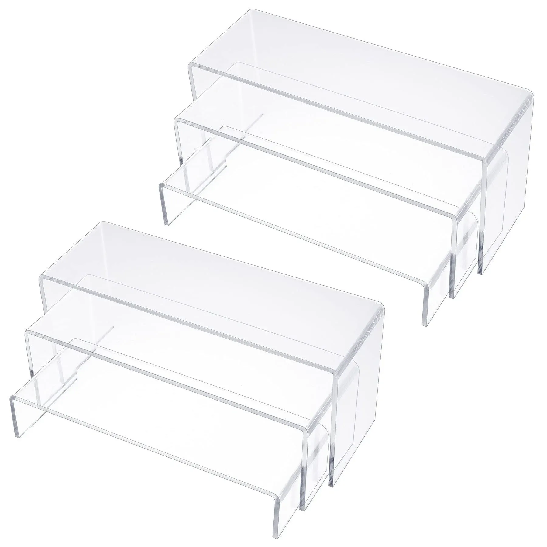 Acrylic Display Risers, Clear Rectangle Stands Shelf for Display 6pcs