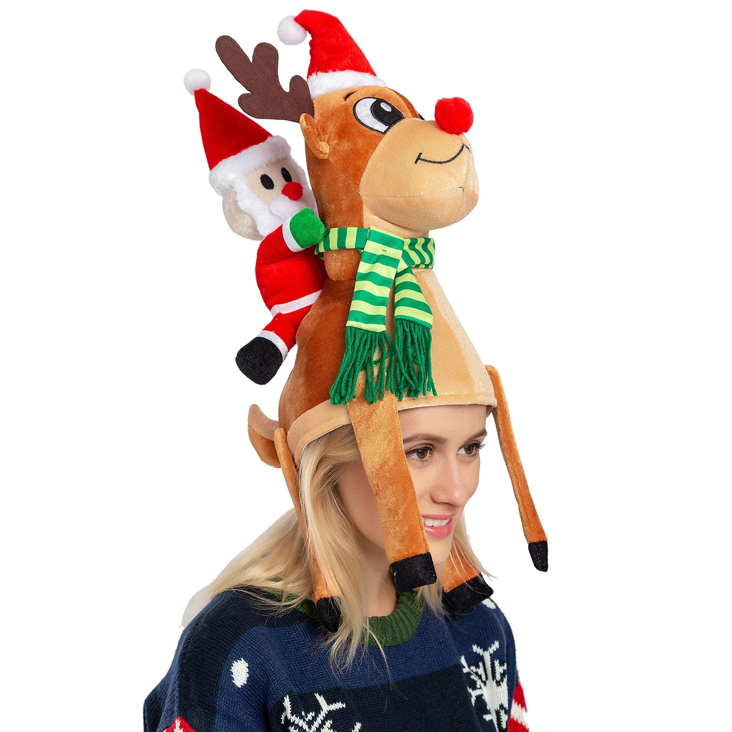 JOYIN Cute and Festive Santa Riding a Reindeer Christmas Hat