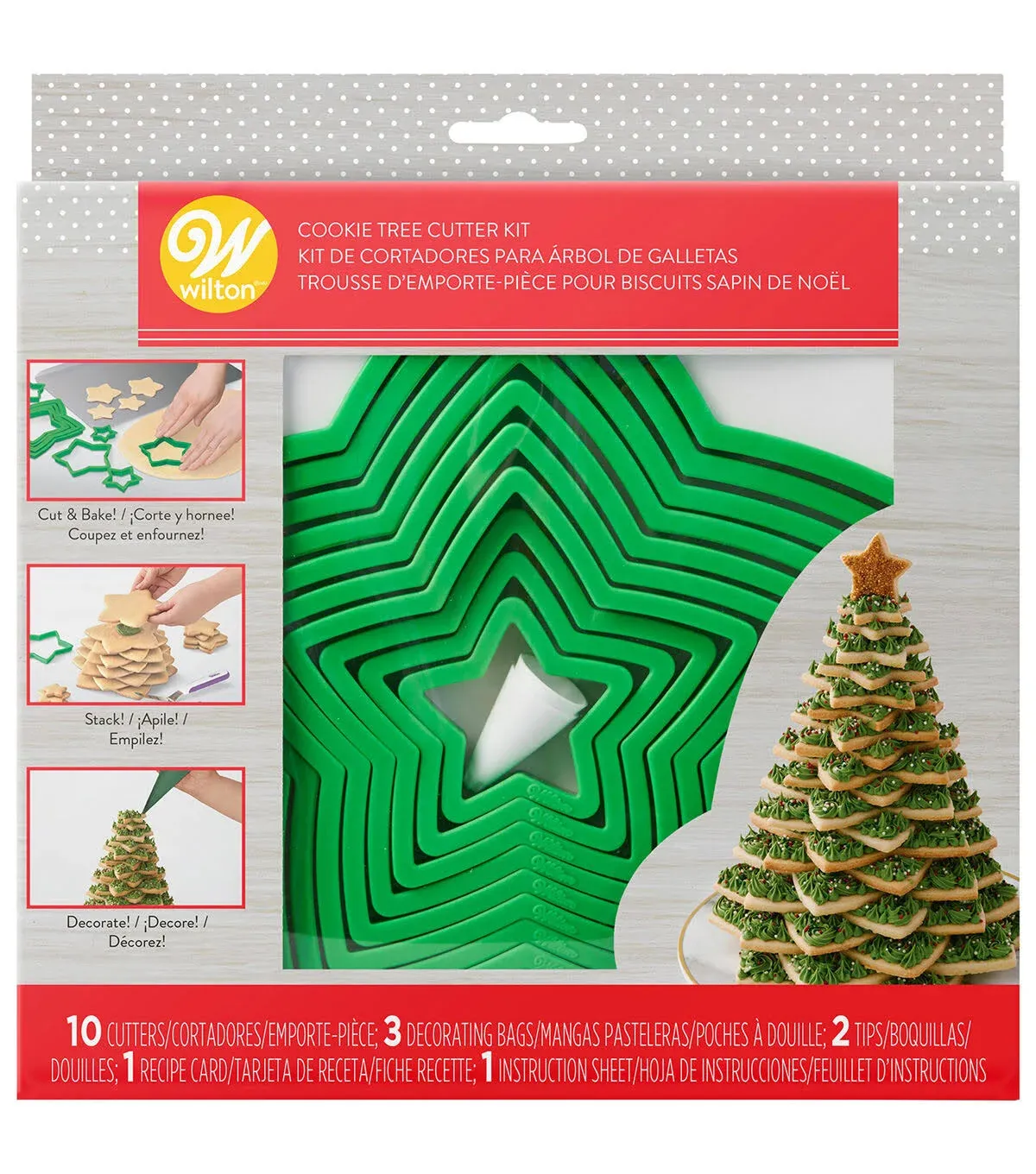 Wilton Christmas Tree Gingerbread Cookie Cutter Kit, 15-Piece 3D