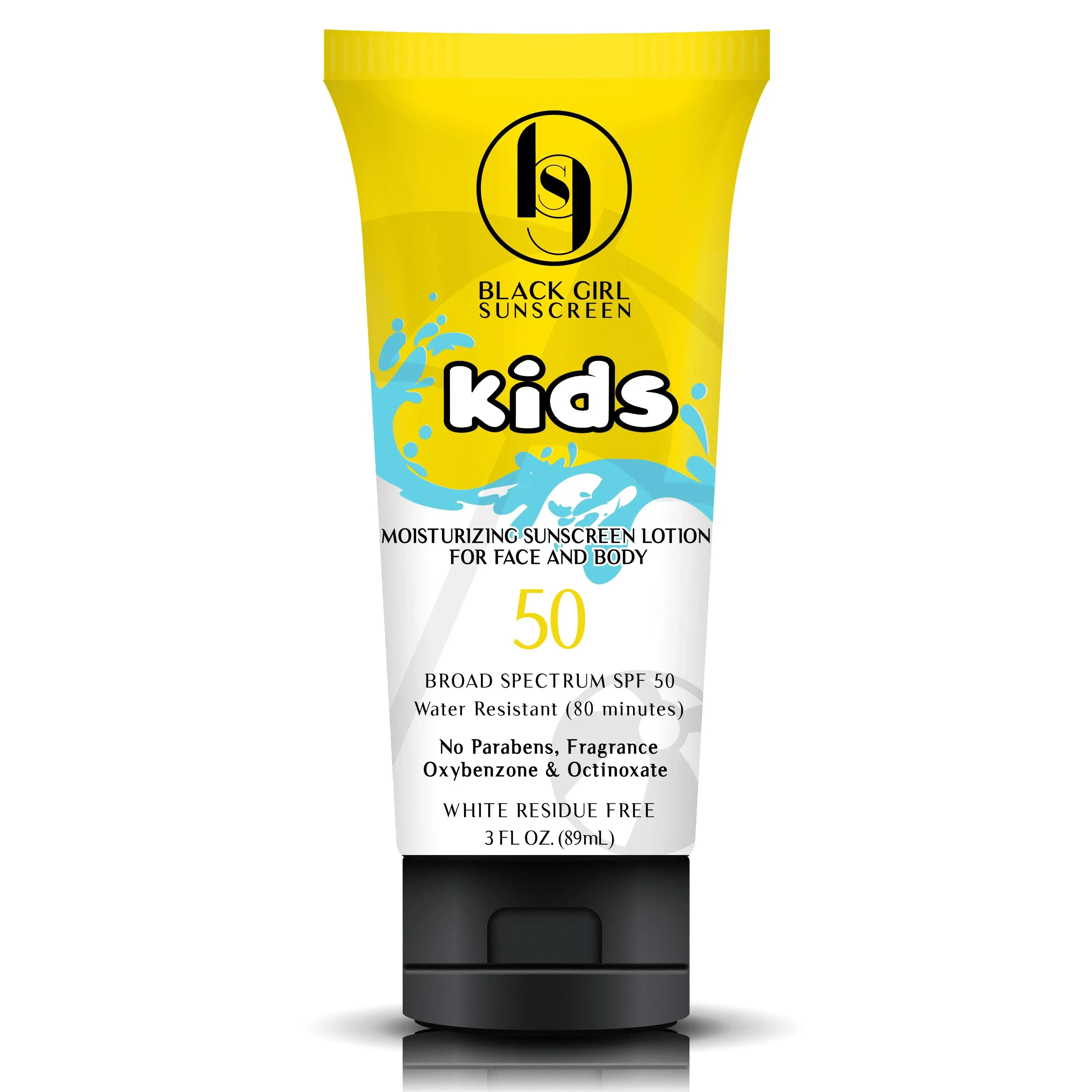 Black Girl Sunscreen Large Kids SPF 50 Sunscreen Lotion, 6 oz Vegan & Water-Resistant, Will Not Leave White Residue (6 fl. oz.)