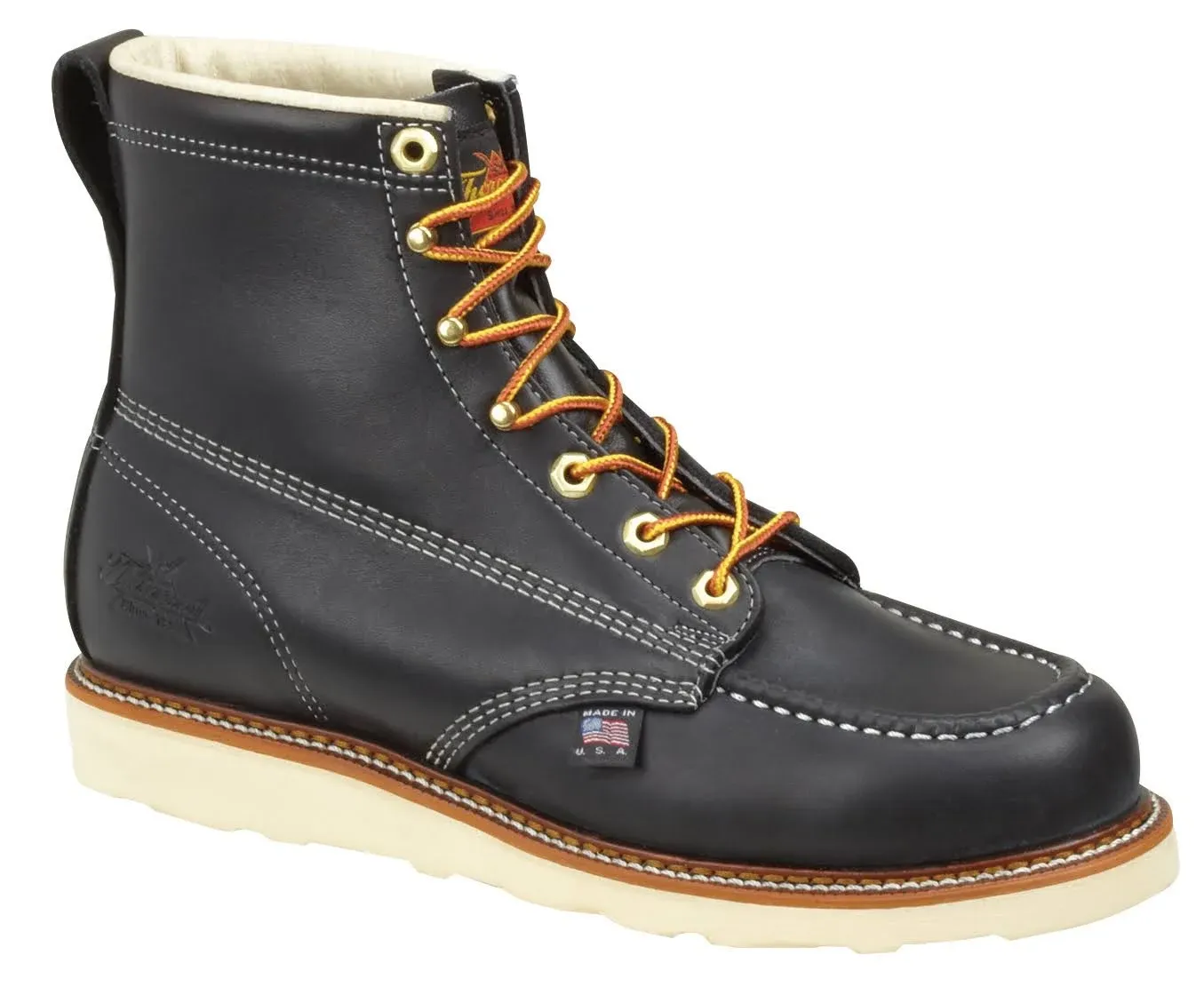 Thorogood American Heritage 6” Steel Toe Work Boots for Men - Full-Grain Leather with Moc Toe, Slip-Resistant Wedge Outsole, and Comfort Insole; EH Rated