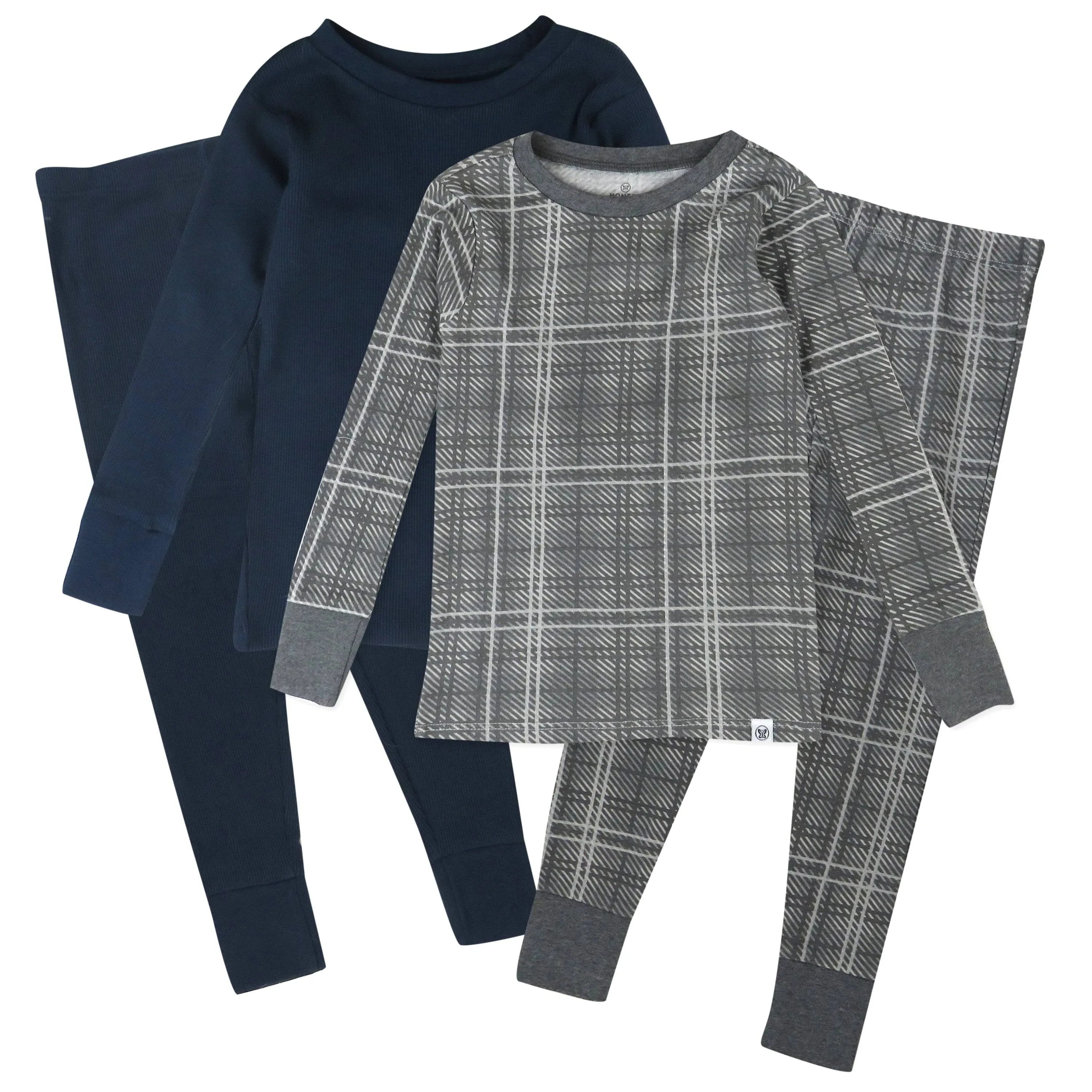 Honest Baby Clothing 4-Piece Long Sleeve Pj Set Gray Plaid / 5T