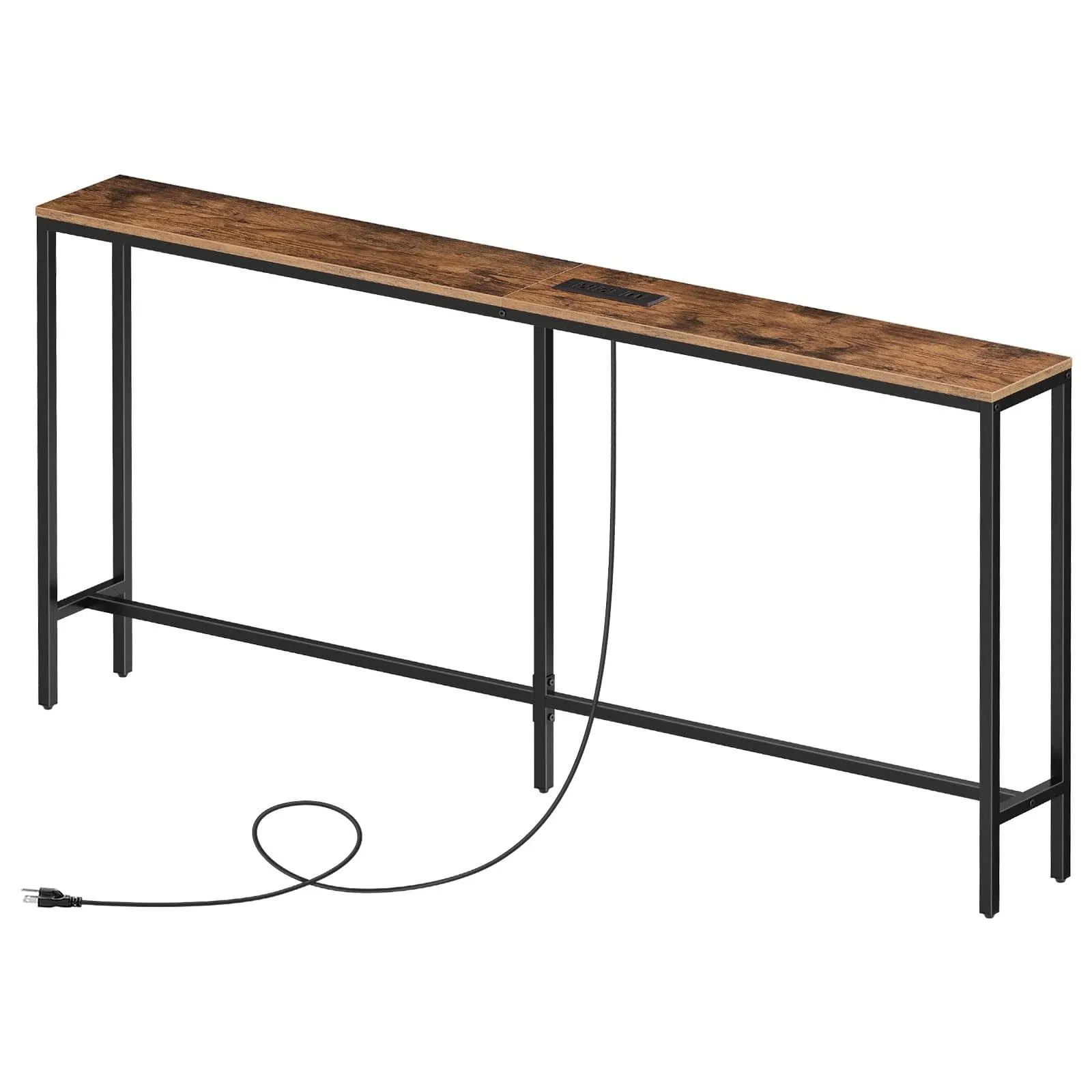 5.9&#034; Skinny Console Table with Charging Station, 63&#034; Narrow Sofa Table with Powe