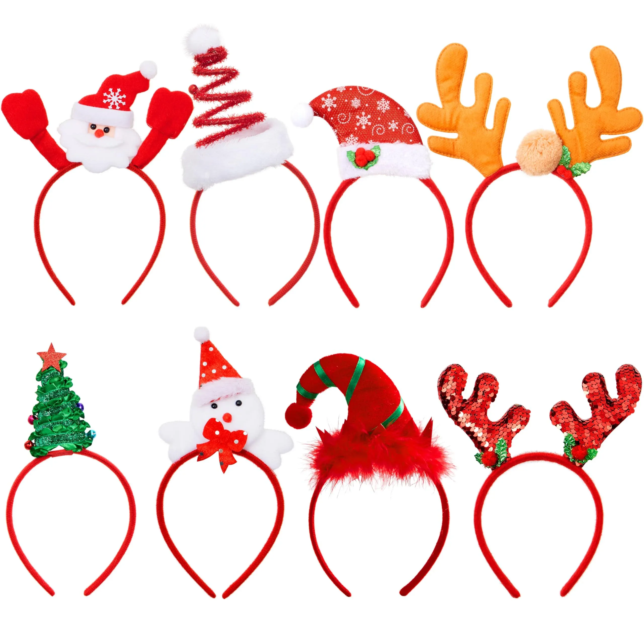 8 Packs Christmas Headbands Christmas Head Hat Toppers Costume Accessories