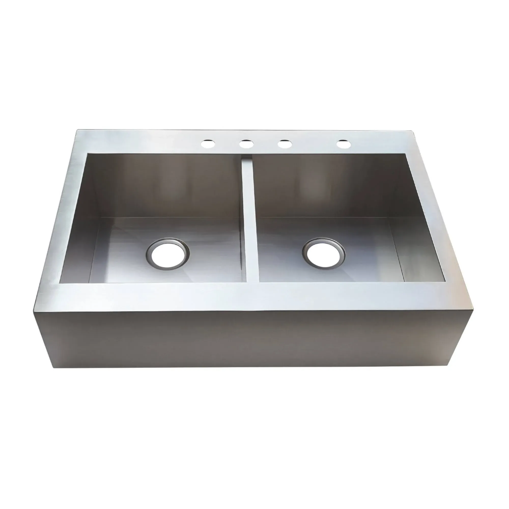 Gourmetier Drop-In 33" Double Bowl Farmhouse Kitchen Sink, Brushed, 32-3/4"L X 24-5/16"W X 9-5/16"H - Contemporary - Kitchen Sinks - by Buildcom | Houzz