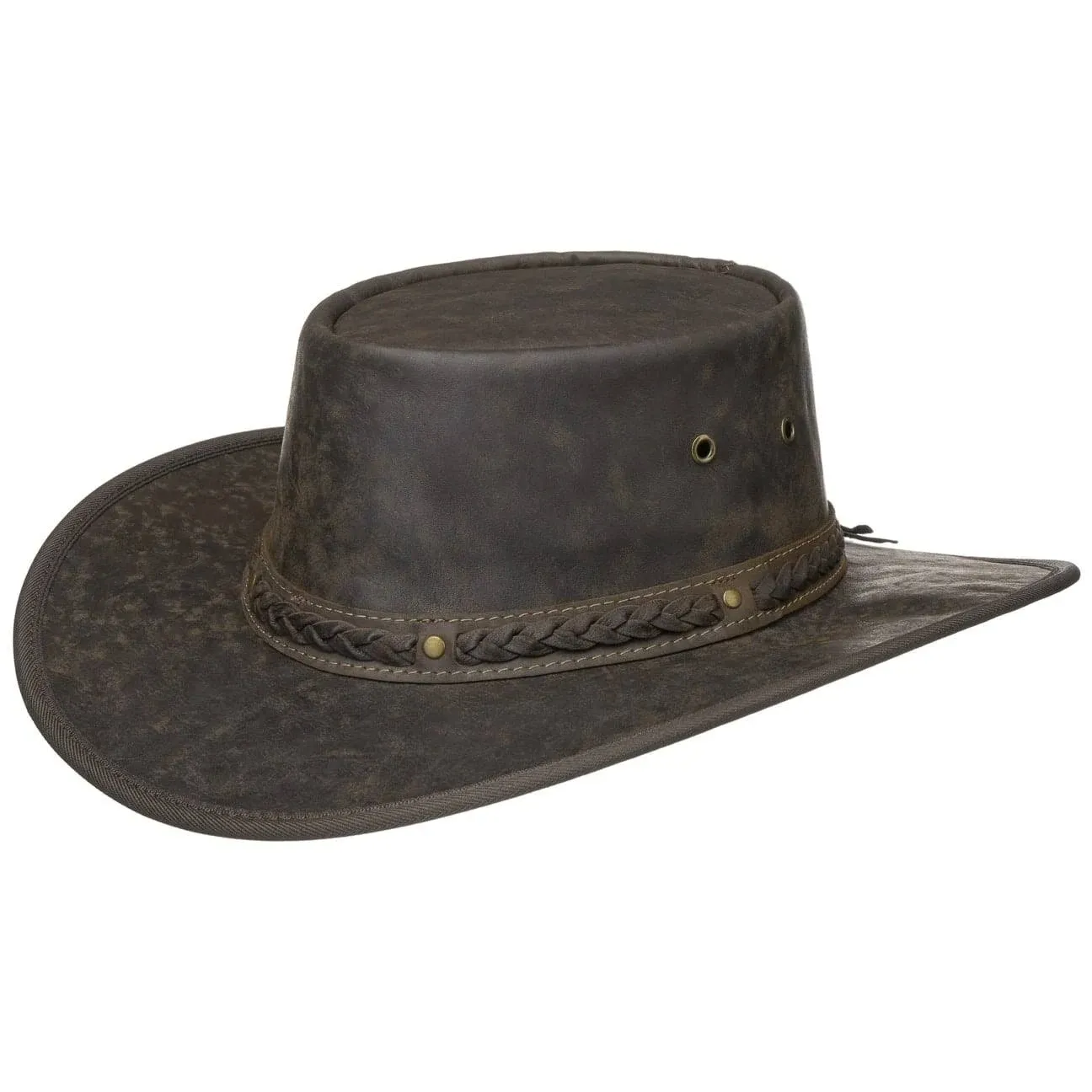 Barmah 1018 Squashy Kangaroo Leather Crackle Hat S / Dark Brown