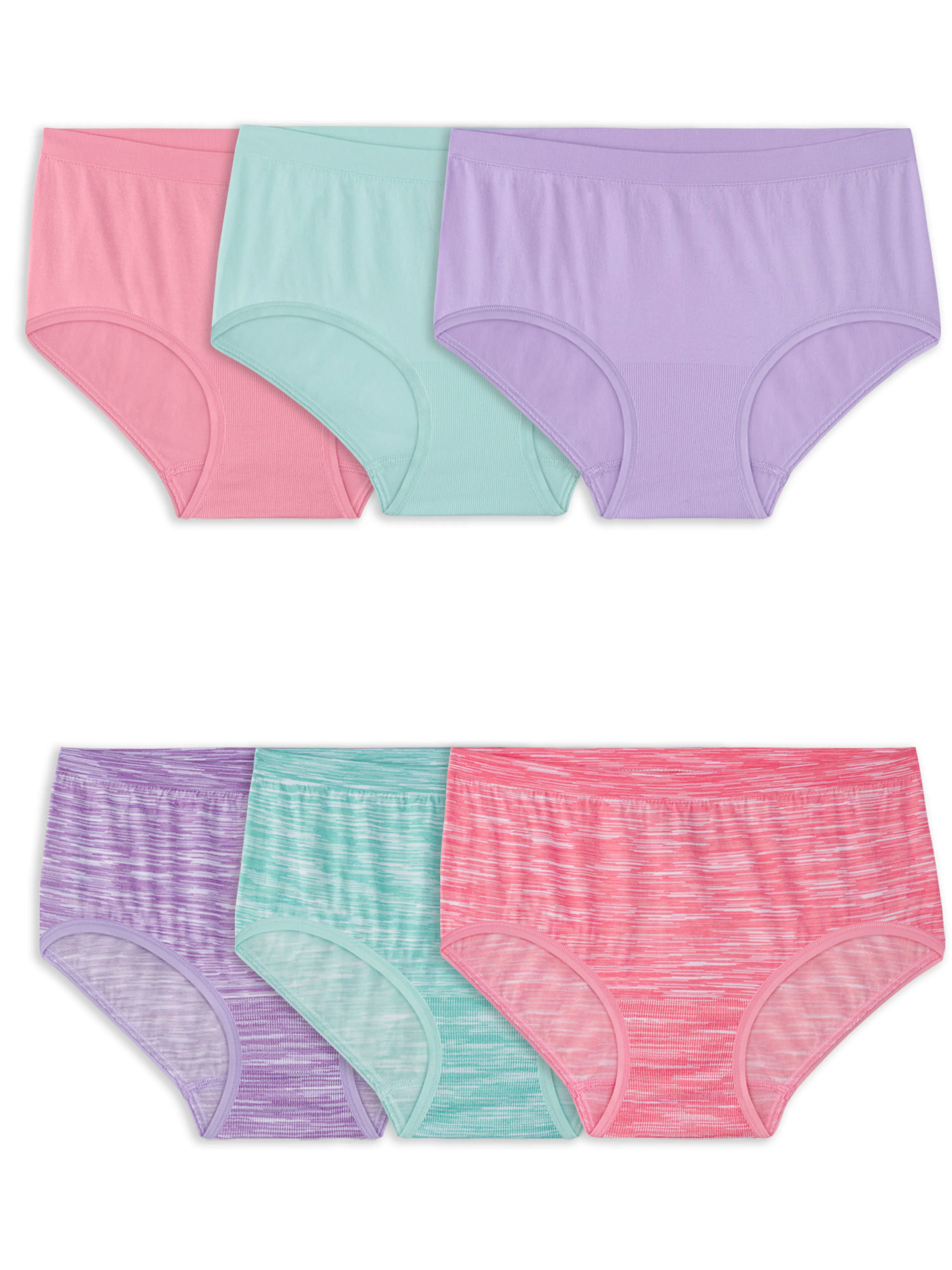 Fruit of The Loom Girls' Seamless Classic Briefs, Assorted 6 Pack