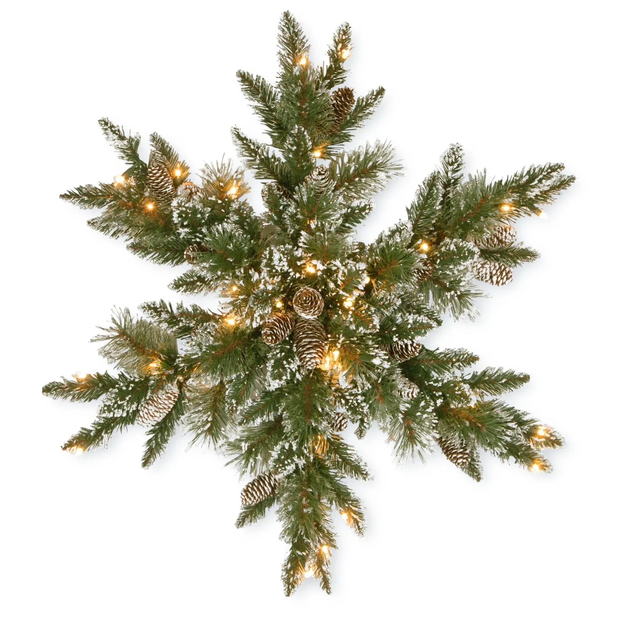 National Tree Company 27.5-in Flocked Pre-lit Outdoor Battery-operated Green Pine Artificial Christmas Wreath