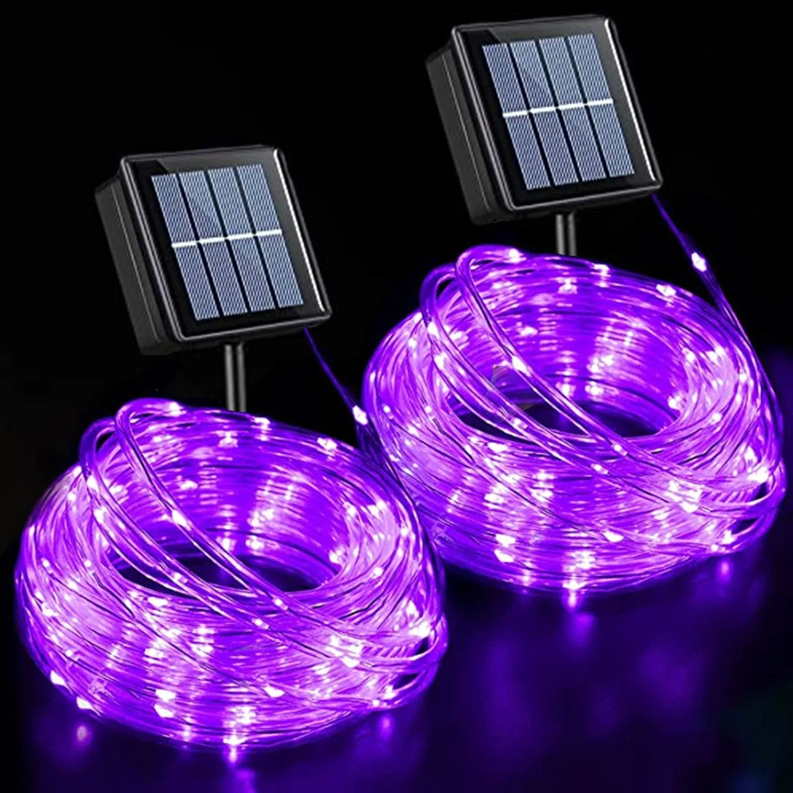 2 Pack Purple Solar Halloween Lights Each 33ft 100 Led Rope Lights Outdoor Water