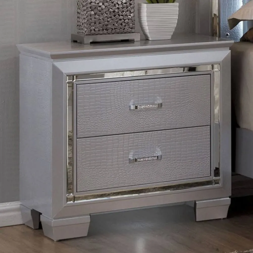 Benjara Benzara Bellanova Contemporary Nightstand,Silver,