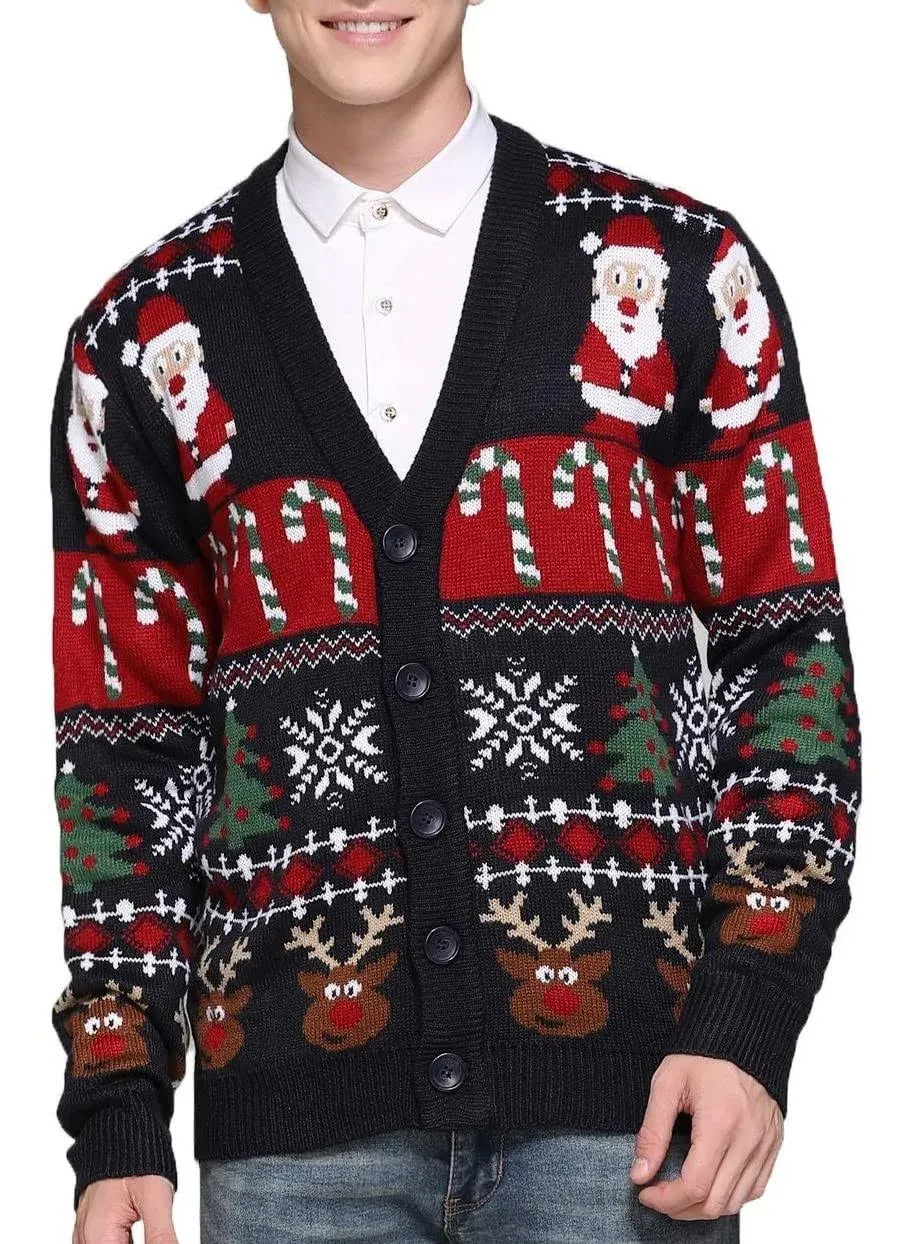 Men's Christmas Rudolph Reindeer Knitted Sweater Cardigan