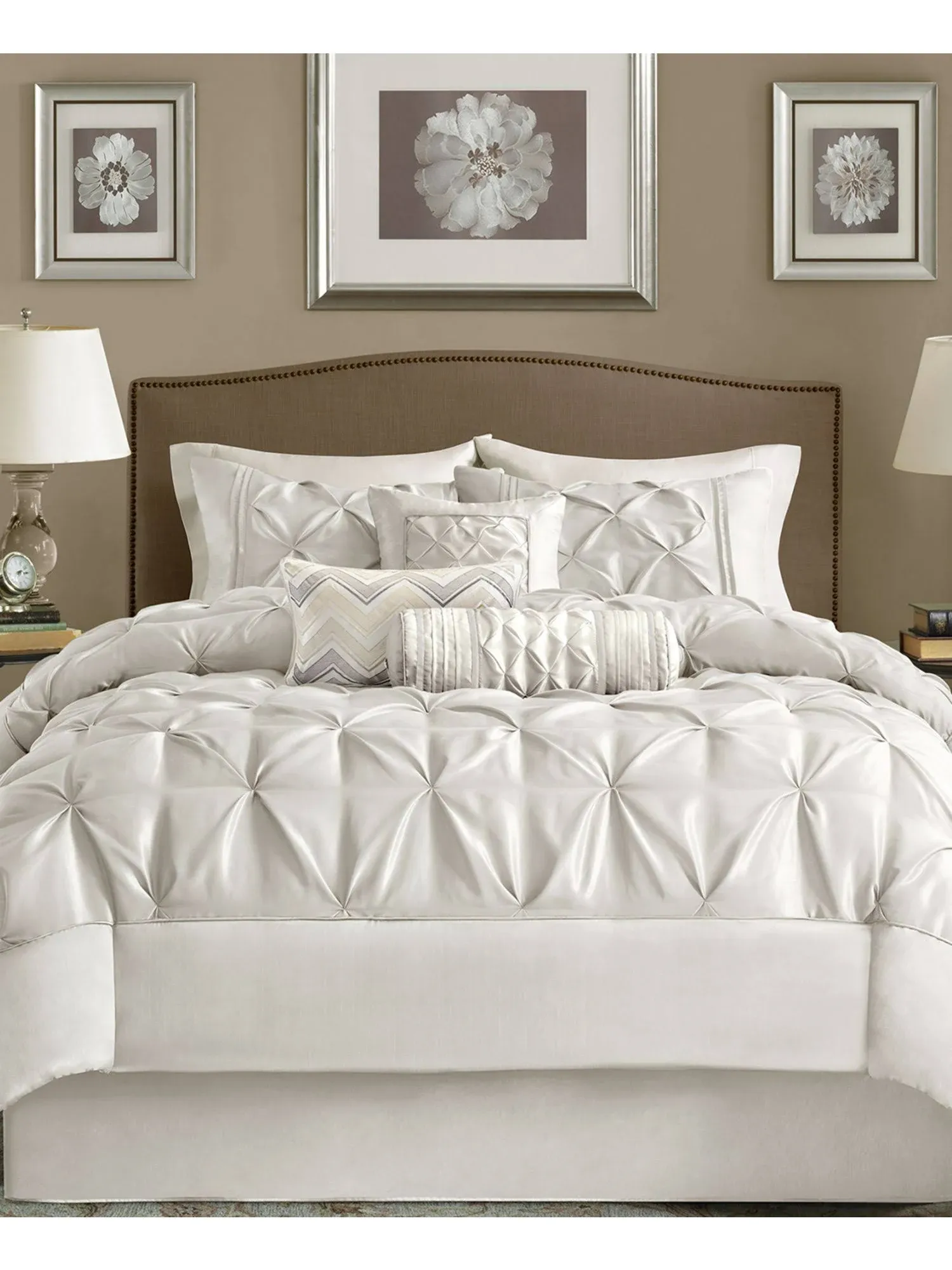 Madison Park Laurel 7 Piece Comforter Set Full / White