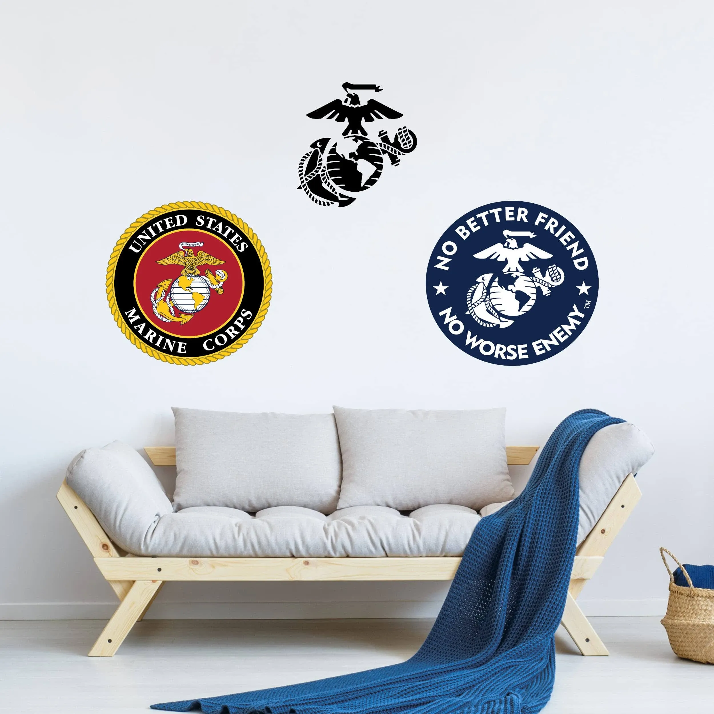 U. S. Marine Corps Wall Decals - Officially Licensed United States USMC Military Vinyl Wall Stickers Removable Peel and Stick Marine Corps Wall Decor