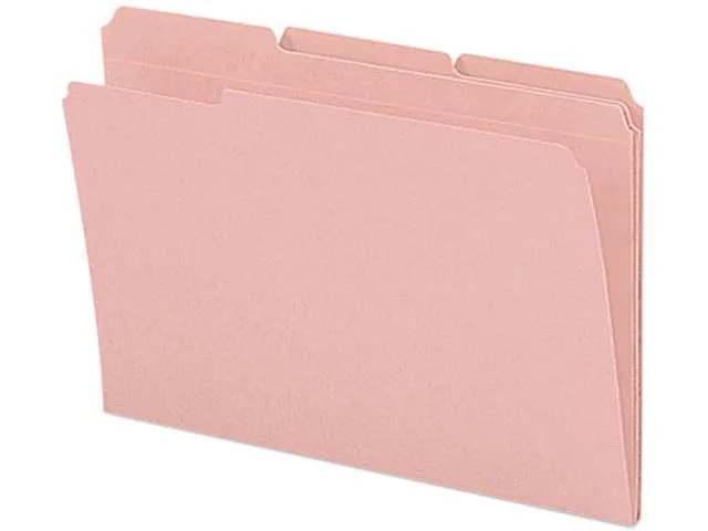 Smead 17634 File Folders, 1/3 Cut, Reinforced Top Tab, Legal, Pink,100/Box