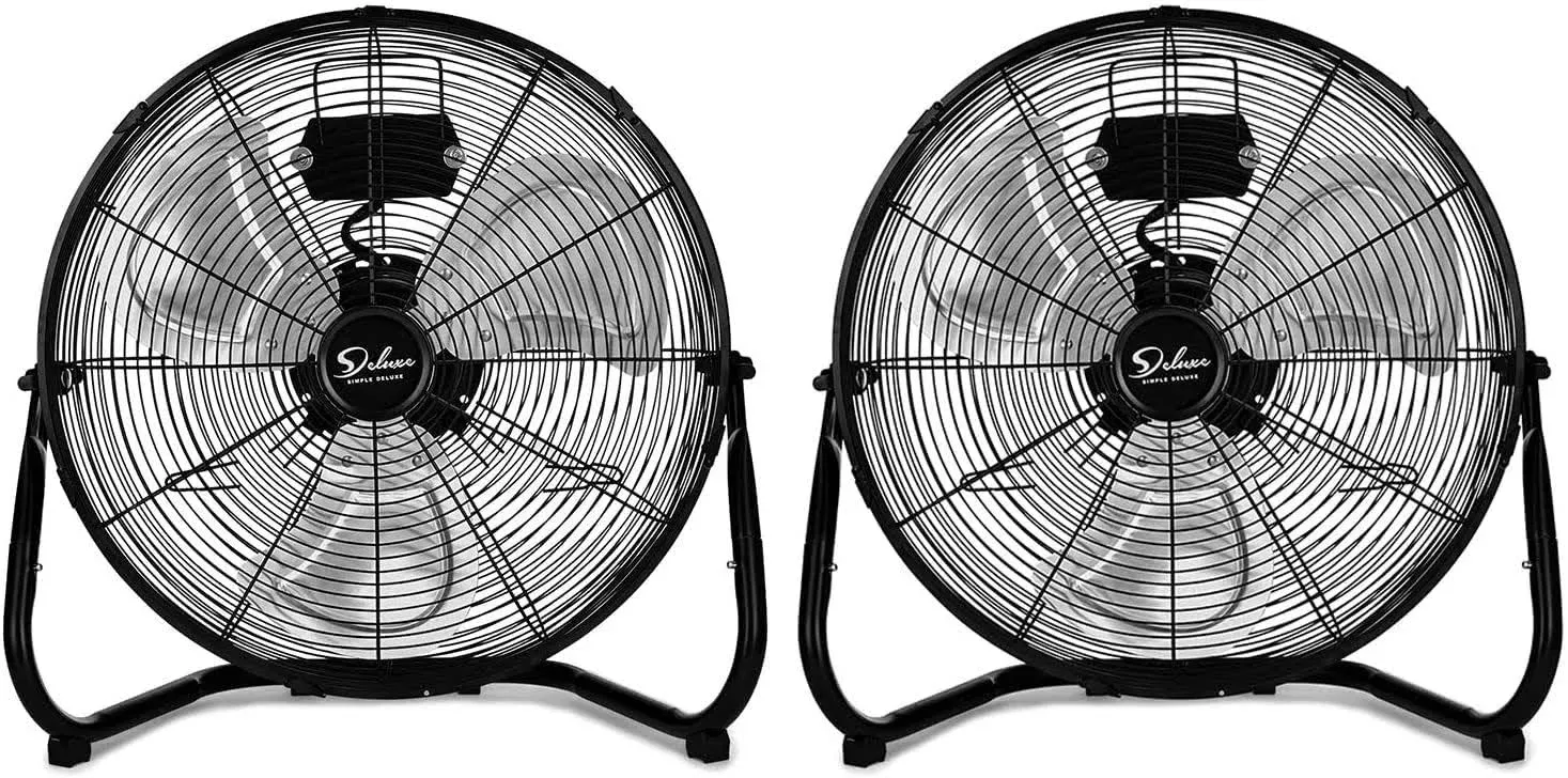 Simple Deluxe 12 Inch 3-Speed High Velocity Heavy Duty Metal Industrial Floor Fans Quiet for Home, Commercial, Residential, and Greenhouse Use, Outdoor/Indoor, Black