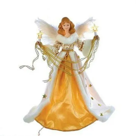 Kurt Adler 10-Light 16-Inch Cream and Gold Angel Treetop