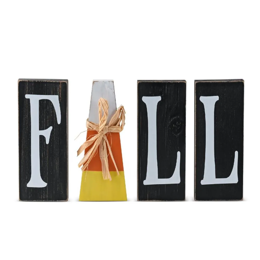 Wooden Fall Shelf Blocks - Rustic Wooden Painted Candy Corn Shelf Sitters