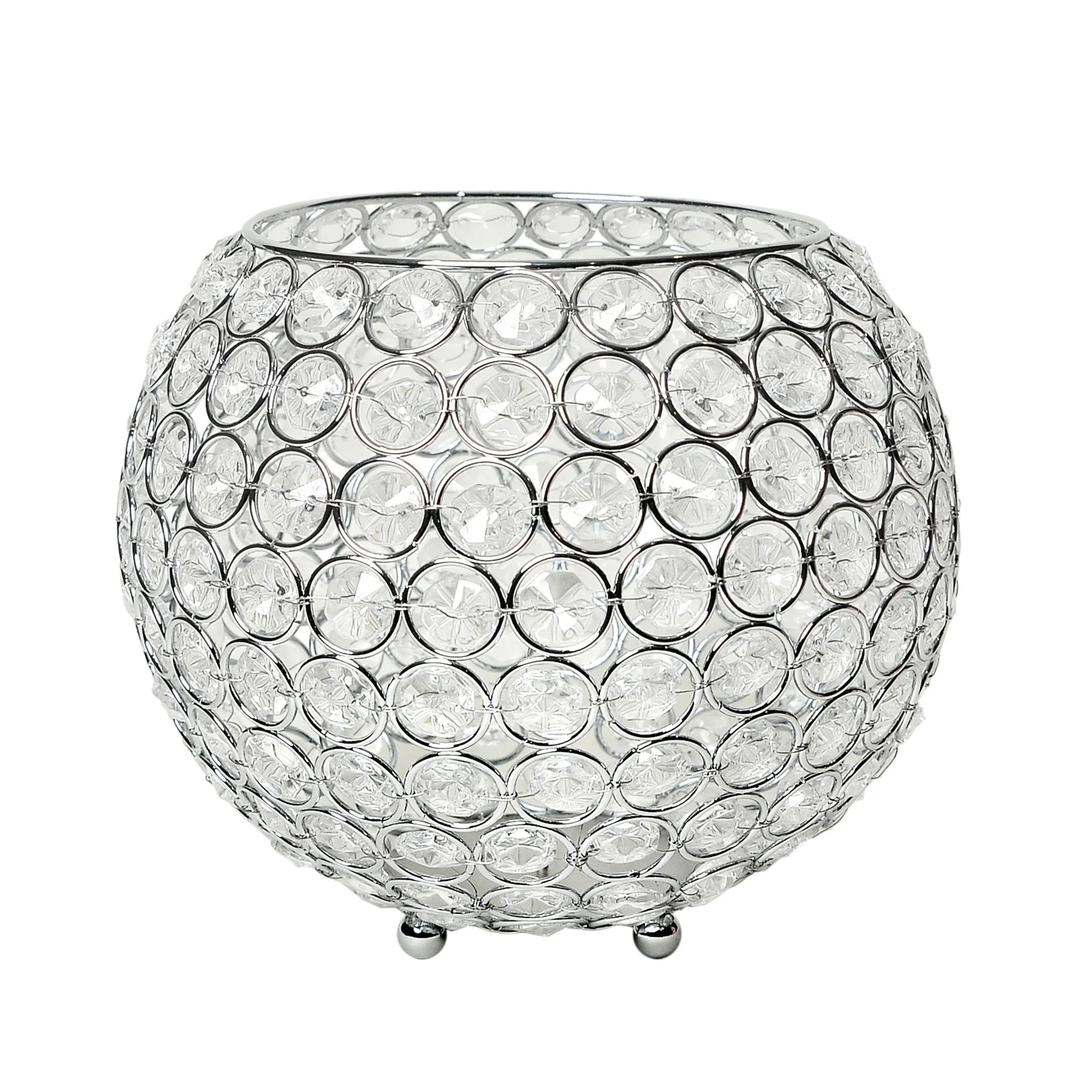 Elipse Crystal And Chrome 6.75 Inch Circular Candle Holder