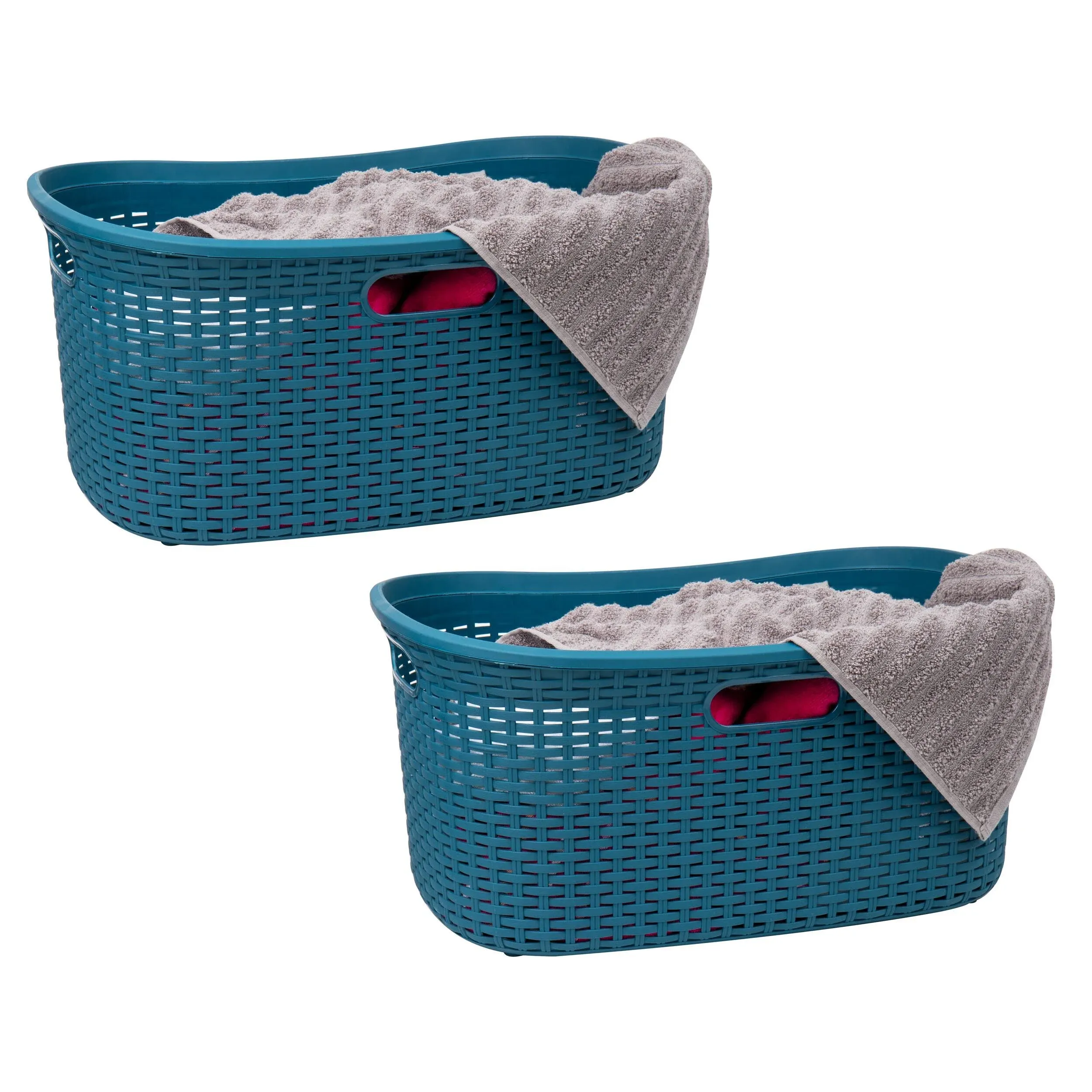 Mind Reader Set of 2 40L Ventilated Laundry Basket Blue