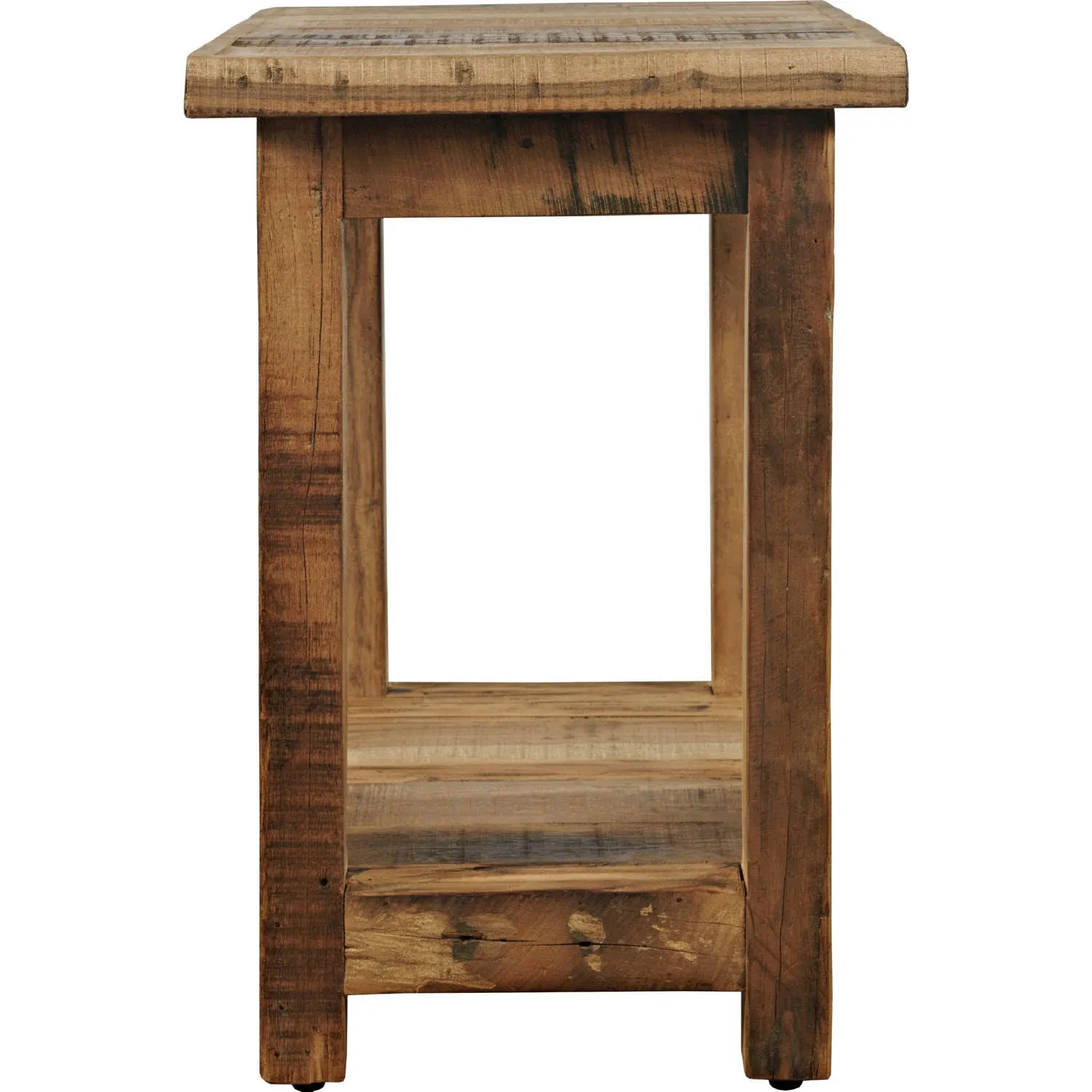 Jofran Reclamation Rustic Reclaimed Solid Wood Square End Table with Storage Shelf