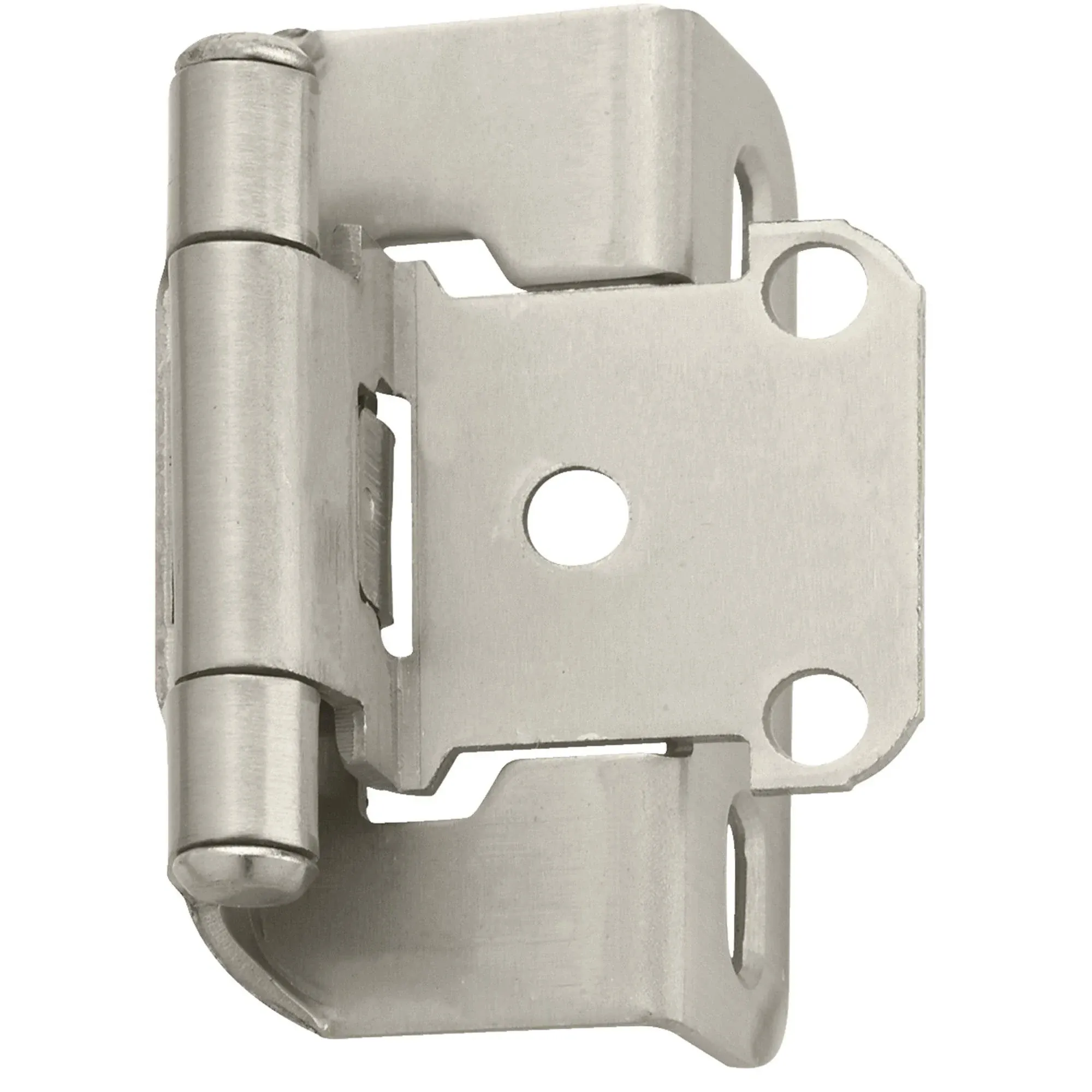 Amerock | Cabinet Hinge | 1/2 inch (13 mm) Overlay Hinge | Satin Nickel | 2 Pack | Self-Closing Hinge | Partial Wrap Hinge | Cabinet Door Hinge