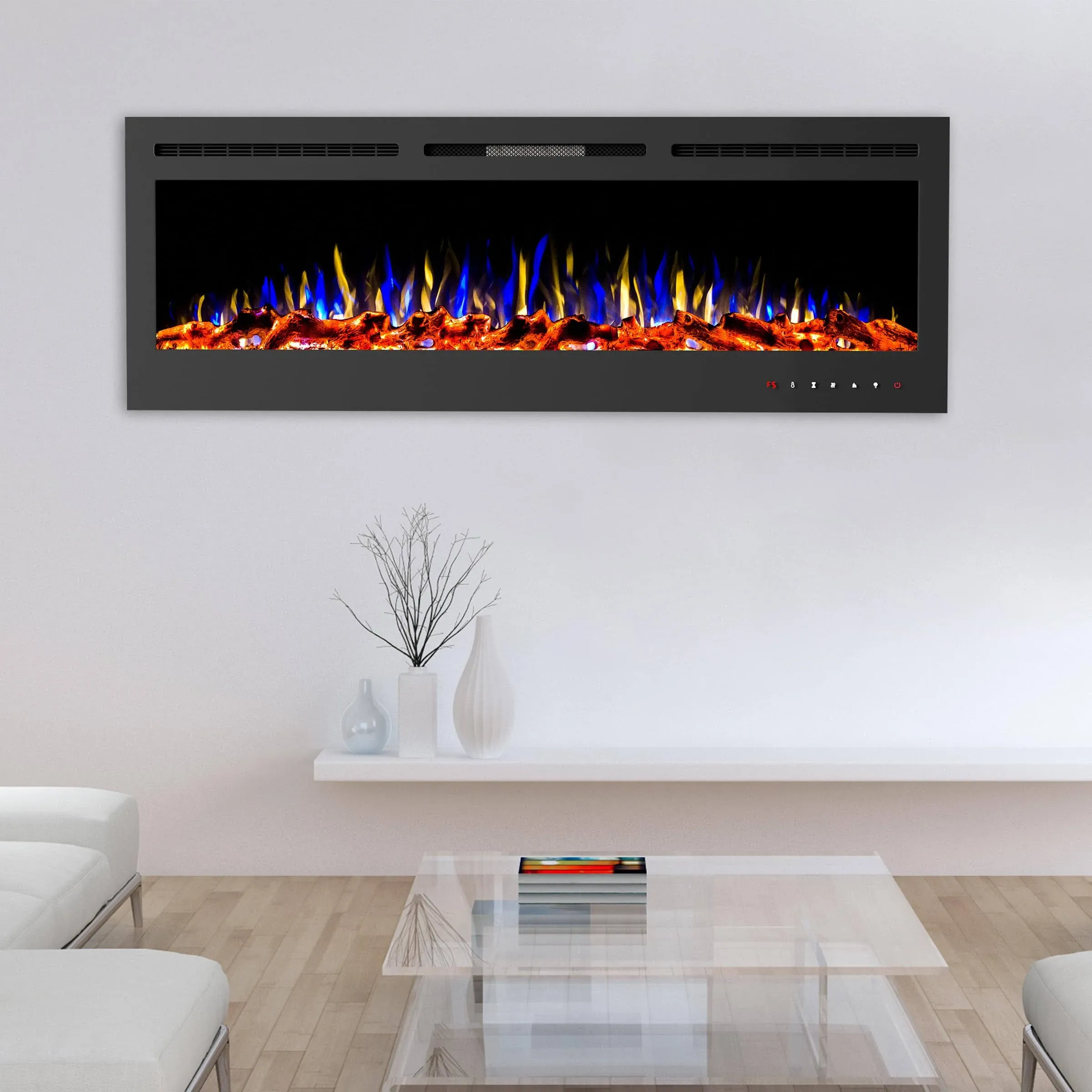 72" Front Vent, Wall Mount or Recessed Fireplace, Brushed Silver - Contemporary - Indoor Fireplaces - by Trademark Global | Houzz