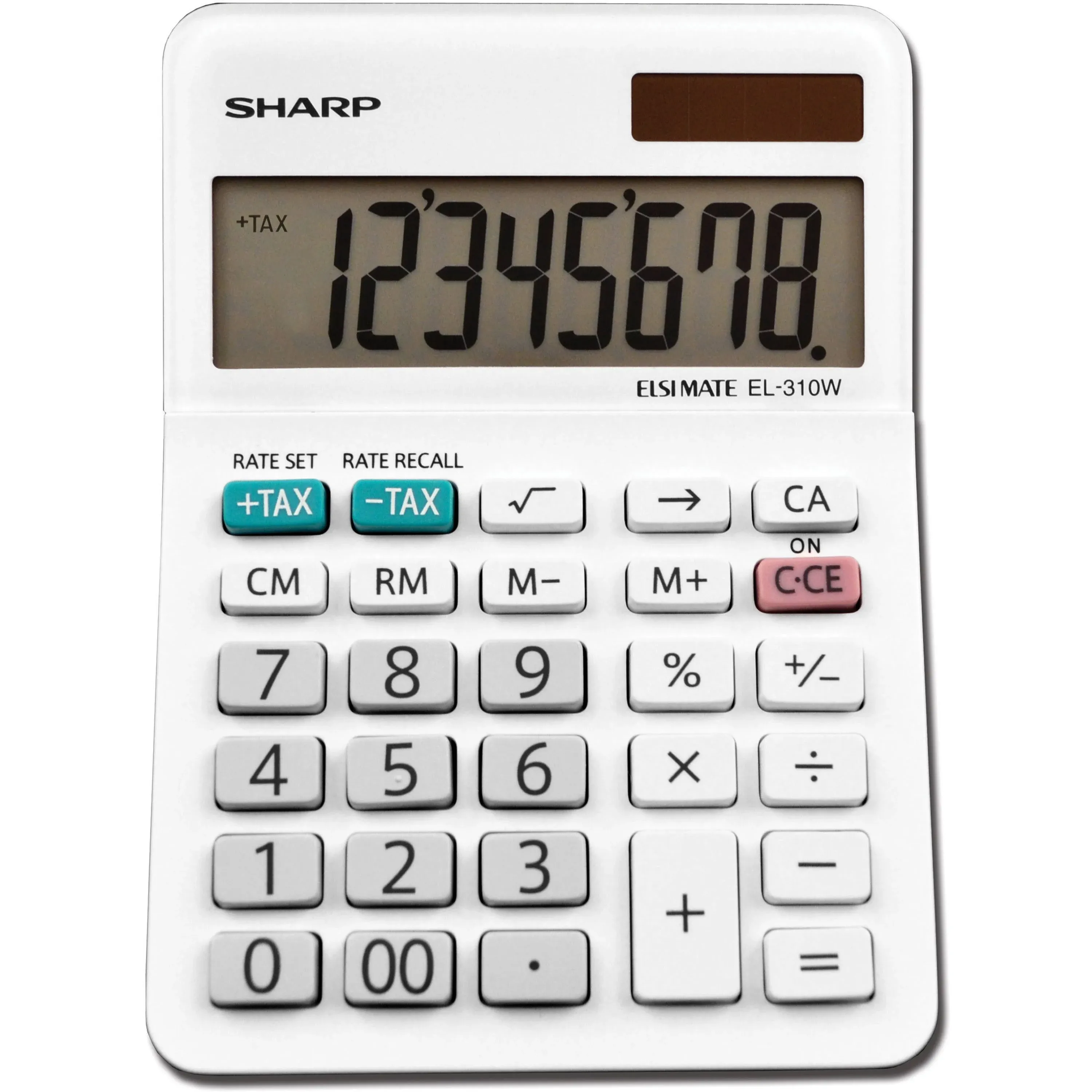 Sharp Elsi Mate EL-310WB 8-Digit Desktop Calculator, White