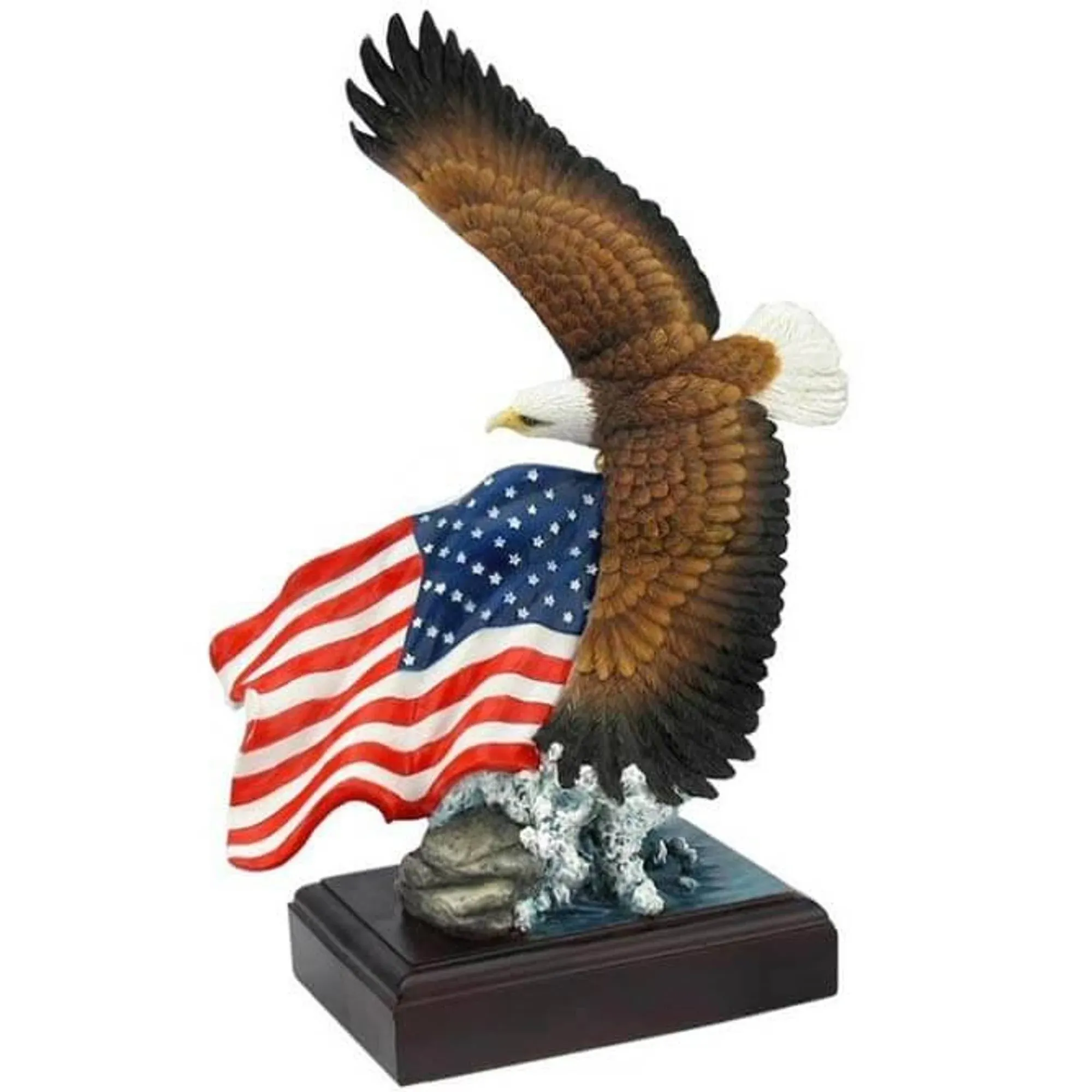 Veronese Design American Pride - Soaring Bald Eagle with American Flag Sculpture