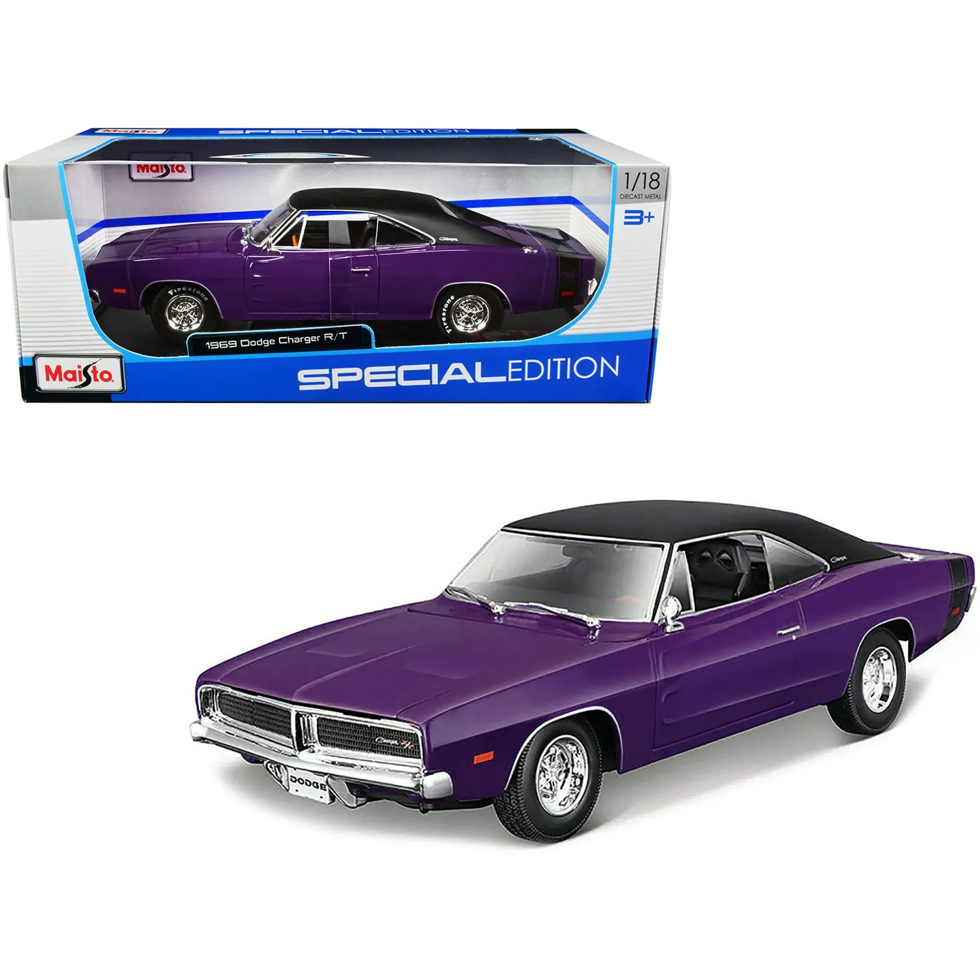 1969 Dodge Charger R/T Purple with Matt Black Top and Black Tail Stripe Special ...