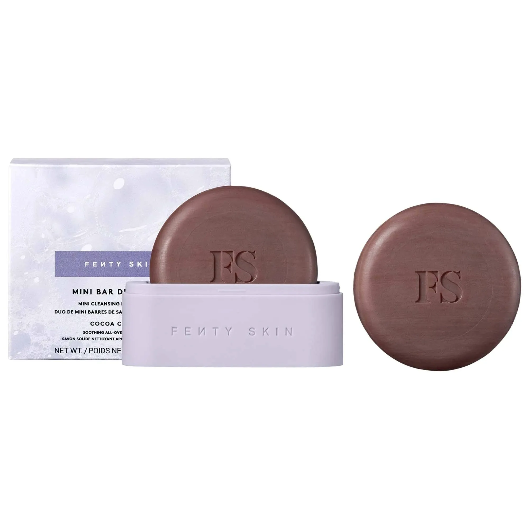 FENTY SKIN Mini Bar Duo to Go - 2 Mini Cleansing Bars + Case - Cocoa Cleans&#x27;r