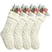 Kunyida Unique Ivory White Knit Christmas Stockings